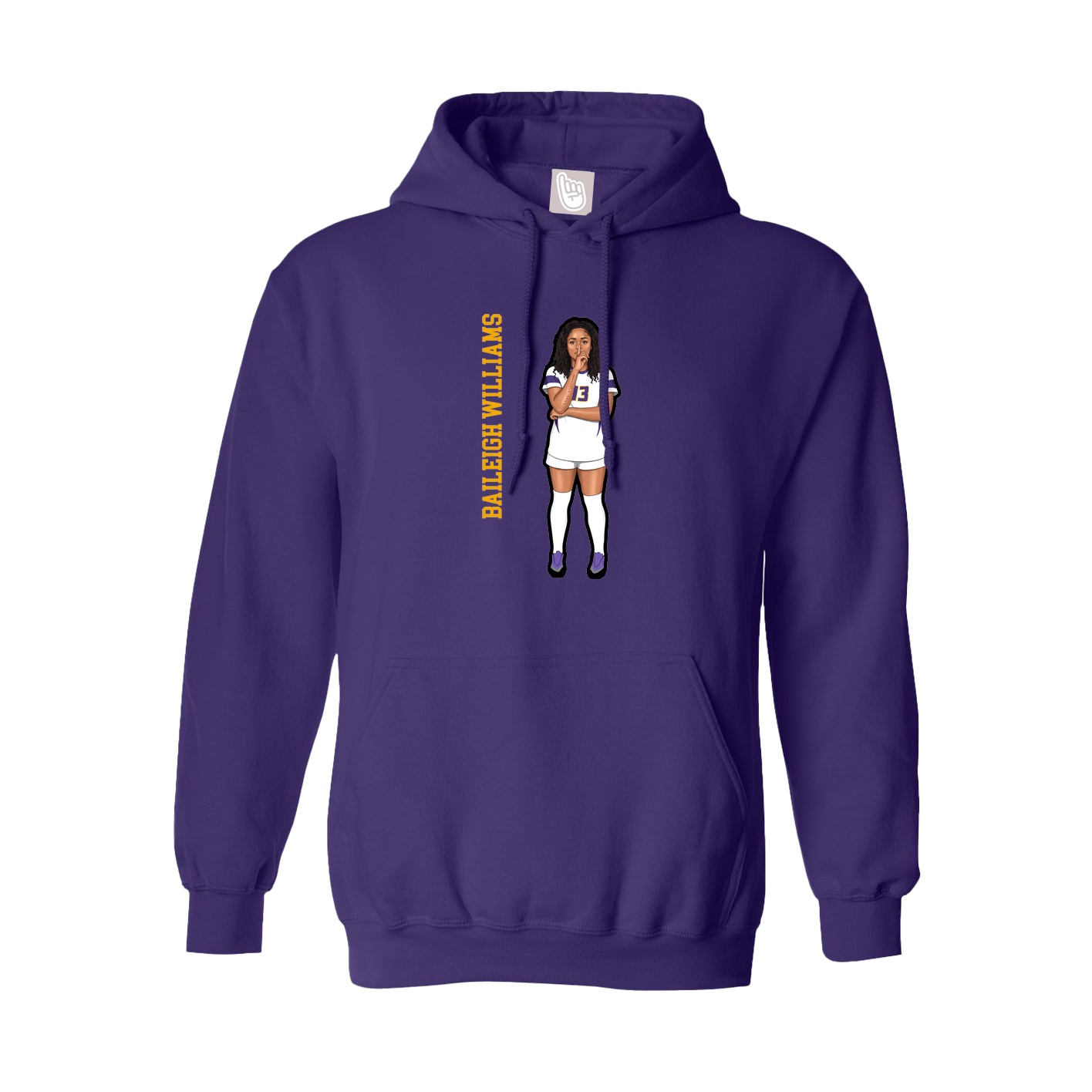 Youth Hoodie — Name Vertical in Purple
