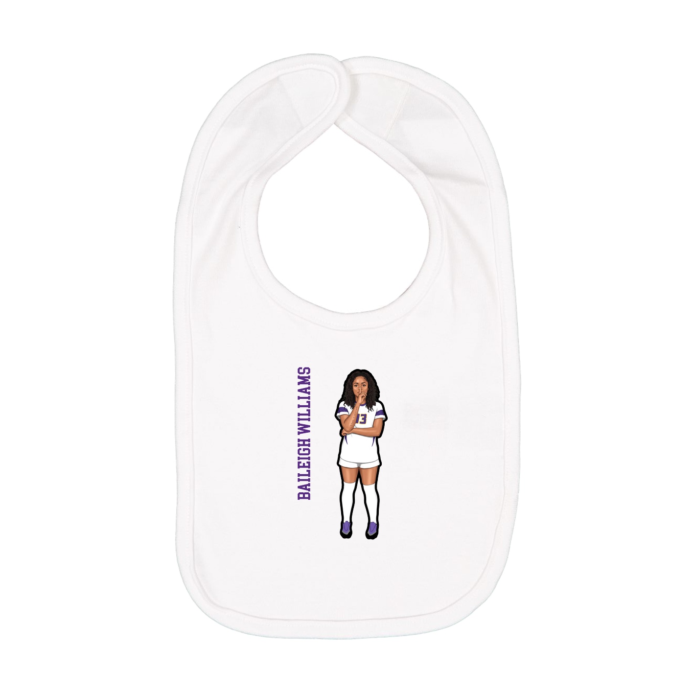 Infant Bib — Name Vertical in White
