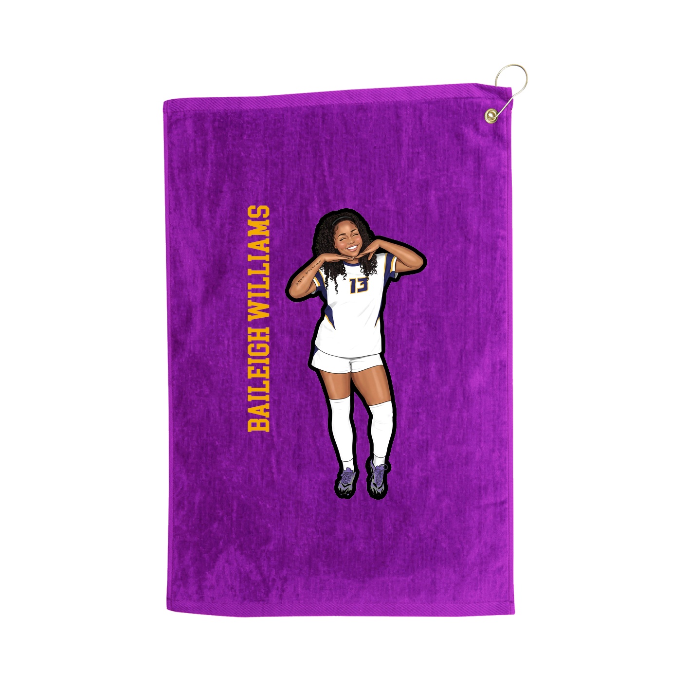 Golf Towel — Name Vertical in Purple