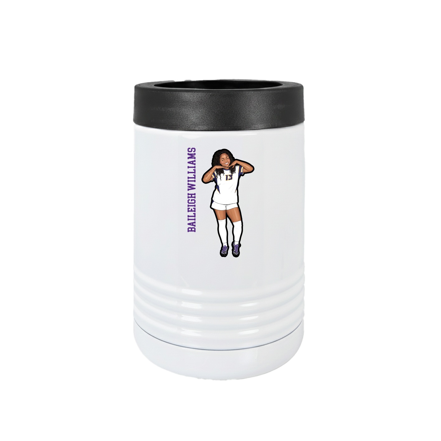 Beverage Holder — Name Vertical in White