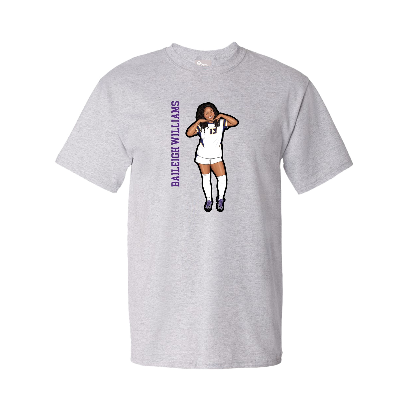 Youth Tee — Name Vertical in Grey