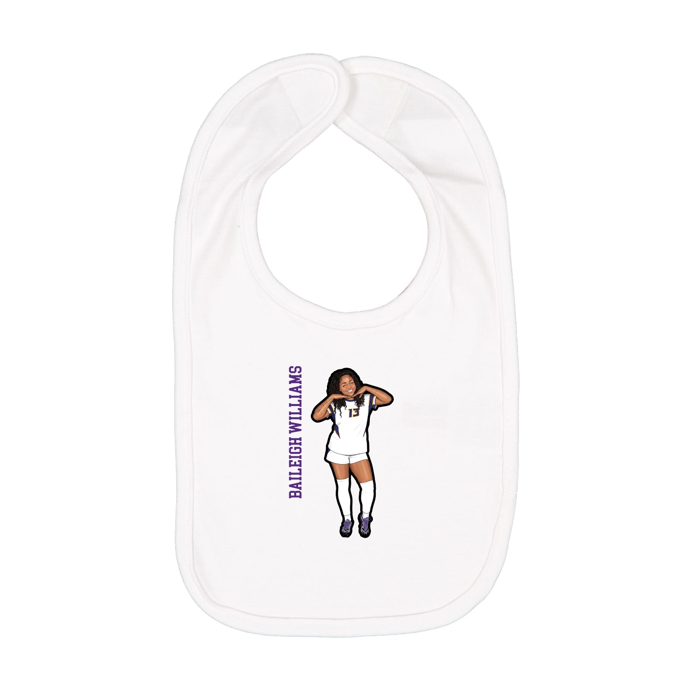 Infant Bib — Name Vertical in White