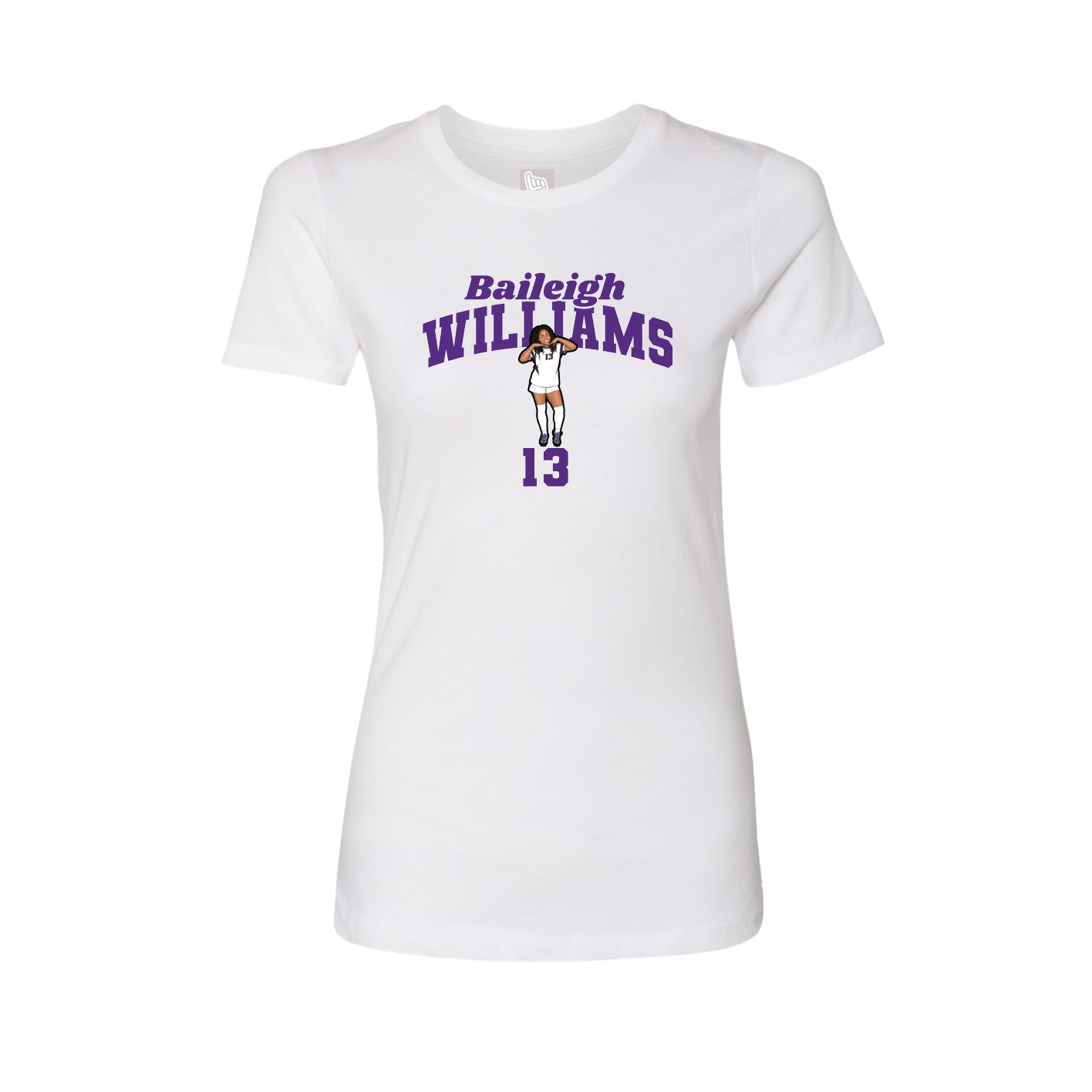Fitted Women's Tee — Signature Arch in White