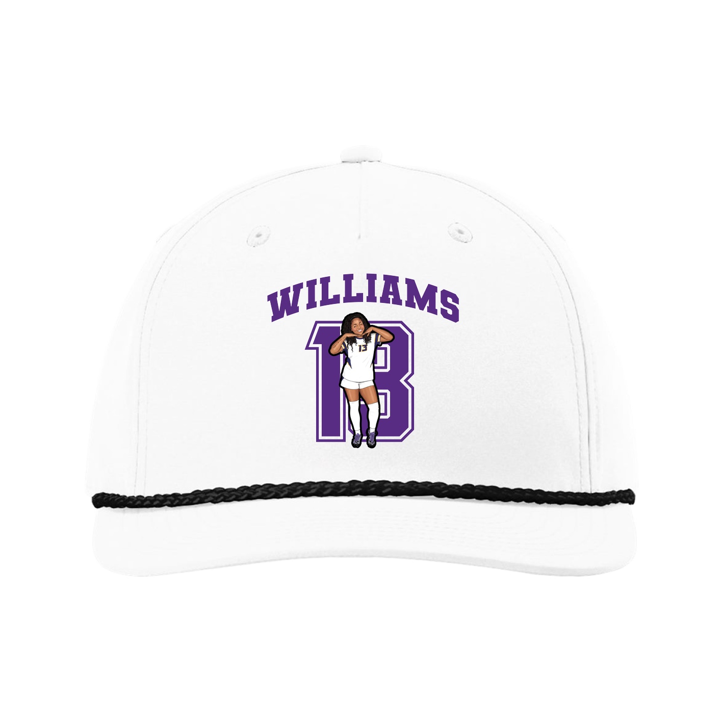 Five-Panel Classic Rope Cap — Number in White