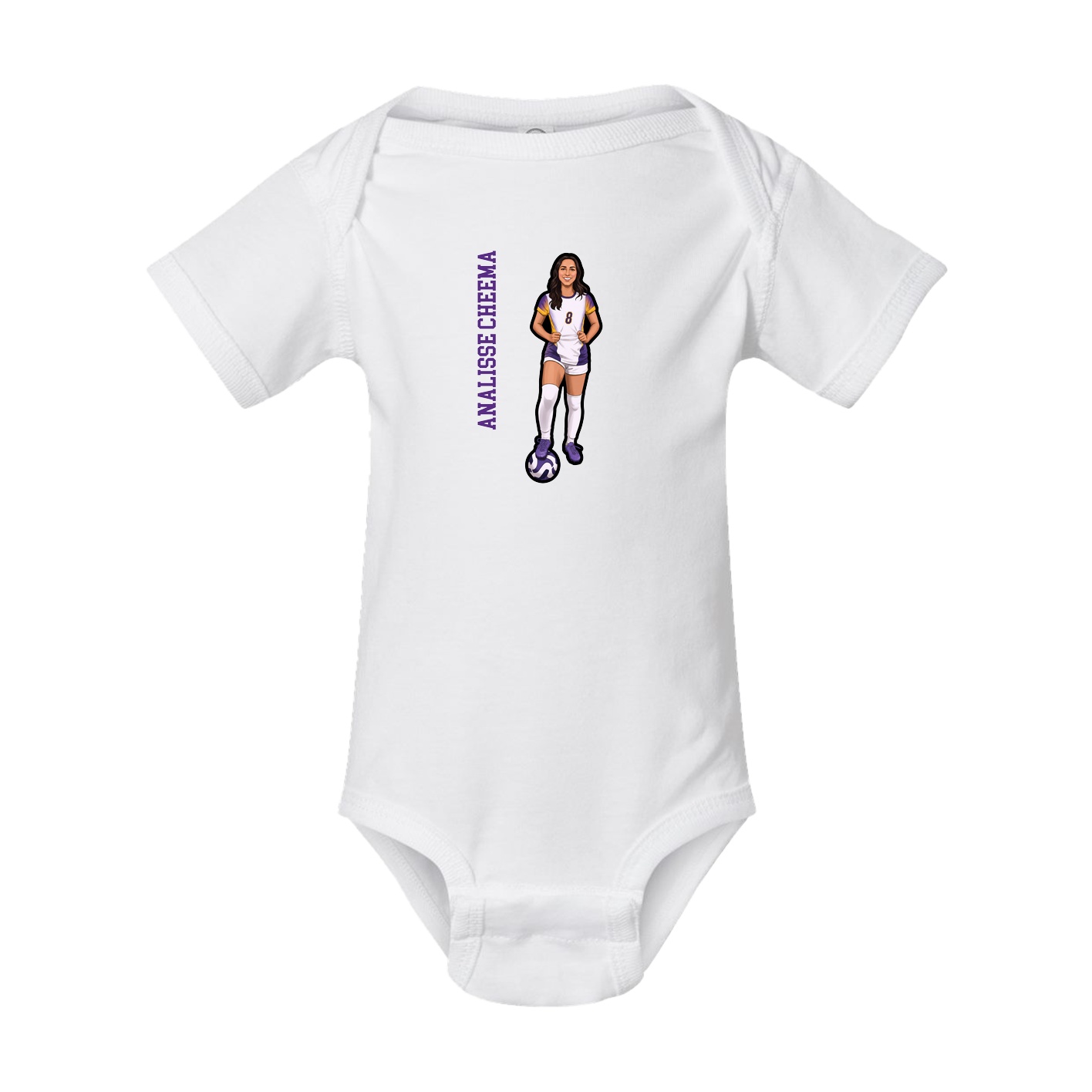 Baby Onesie — Name Vertical in White