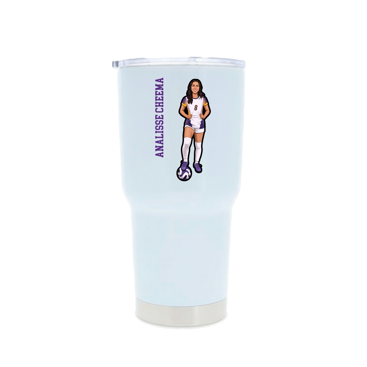 30oz Stainless Steel Tumbler — Name Vertical in White