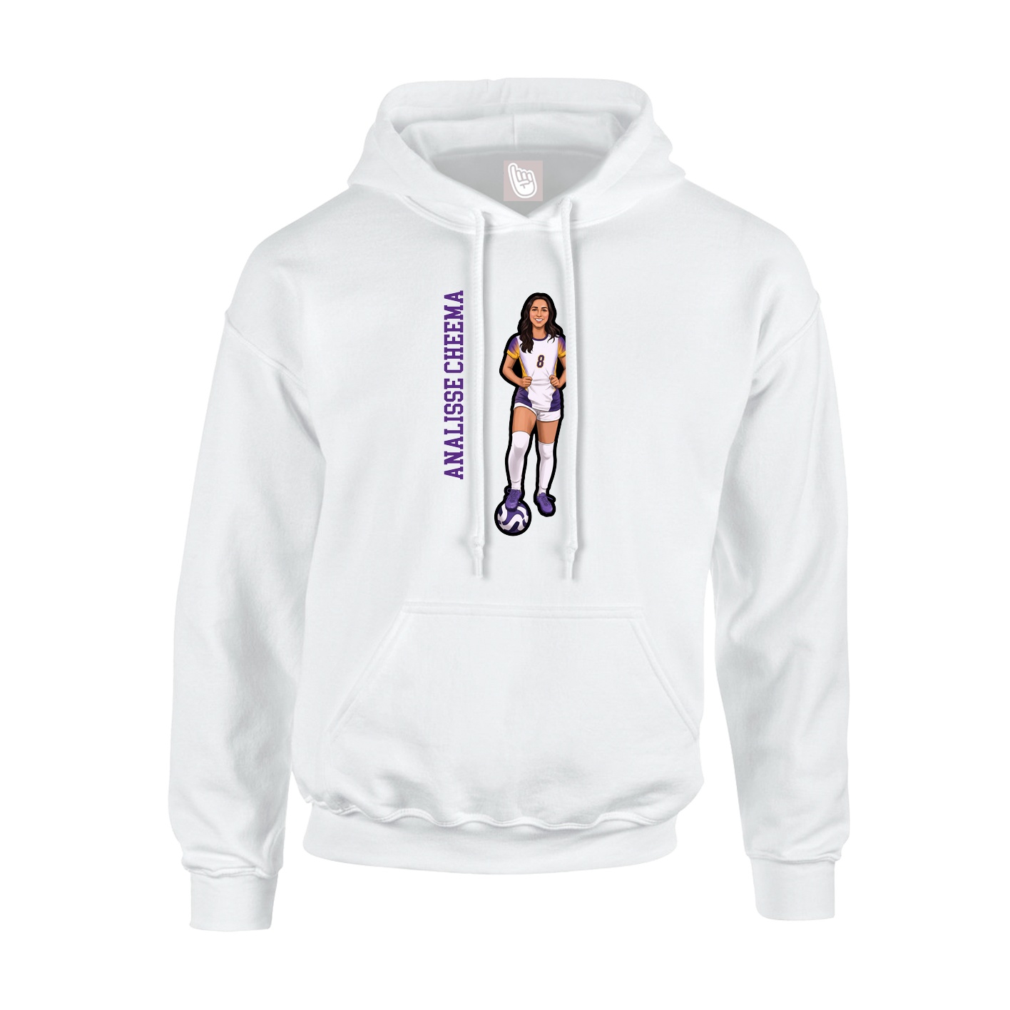 Youth Hoodie — Name Vertical in White