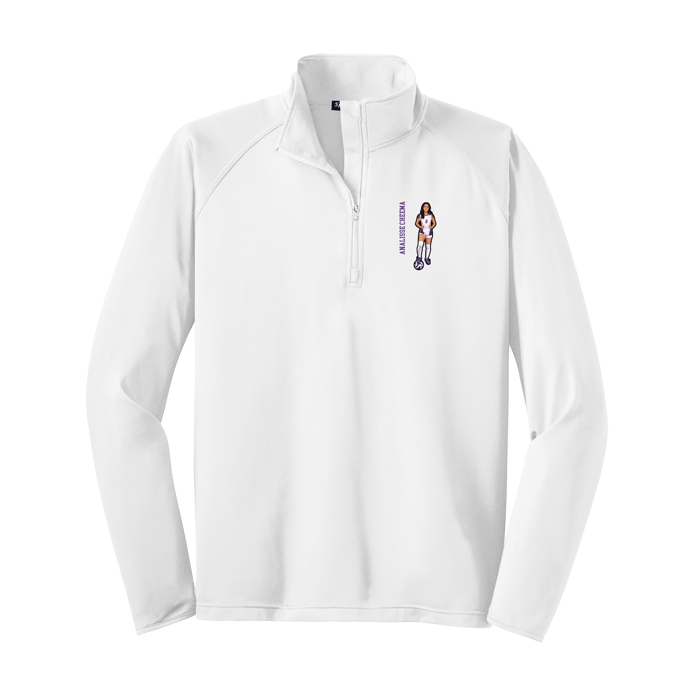 Q-Zip Pullover — Name Vertical in White