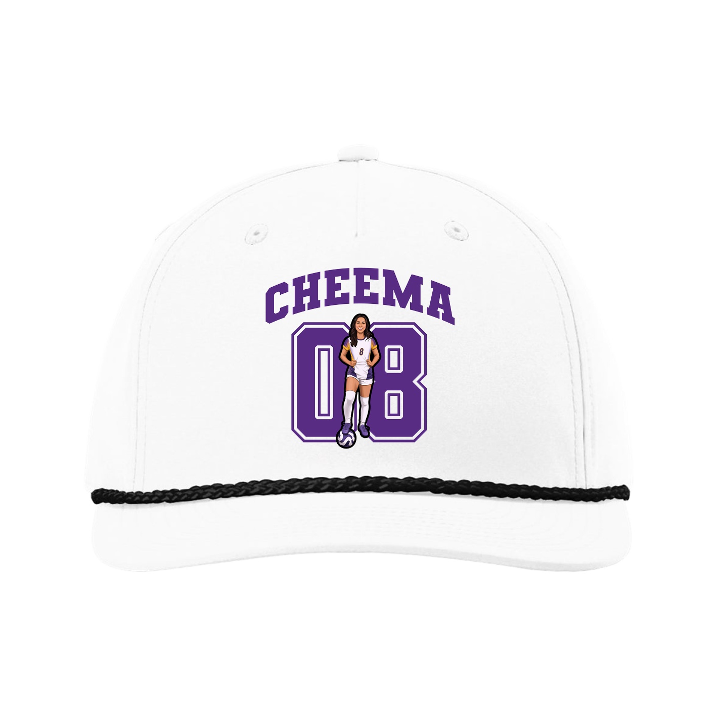 Five-Panel Classic Rope Cap — Number in White