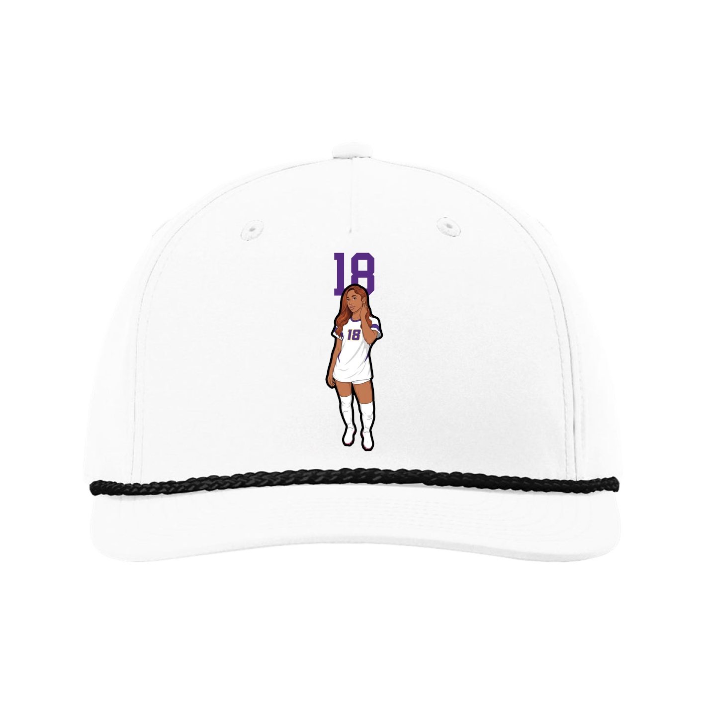 Five-Panel Classic Rope Cap — Number Top in White
