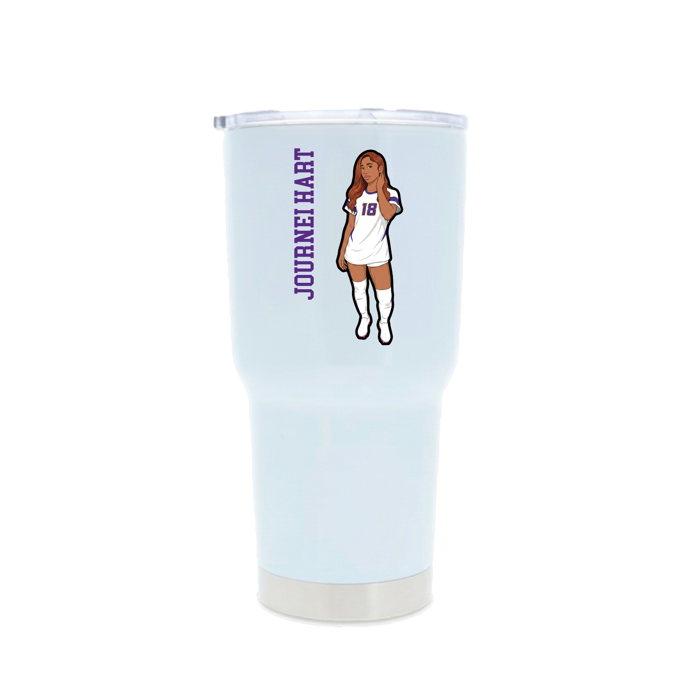 30oz Stainless Steel Tumbler — Name Vertical in White