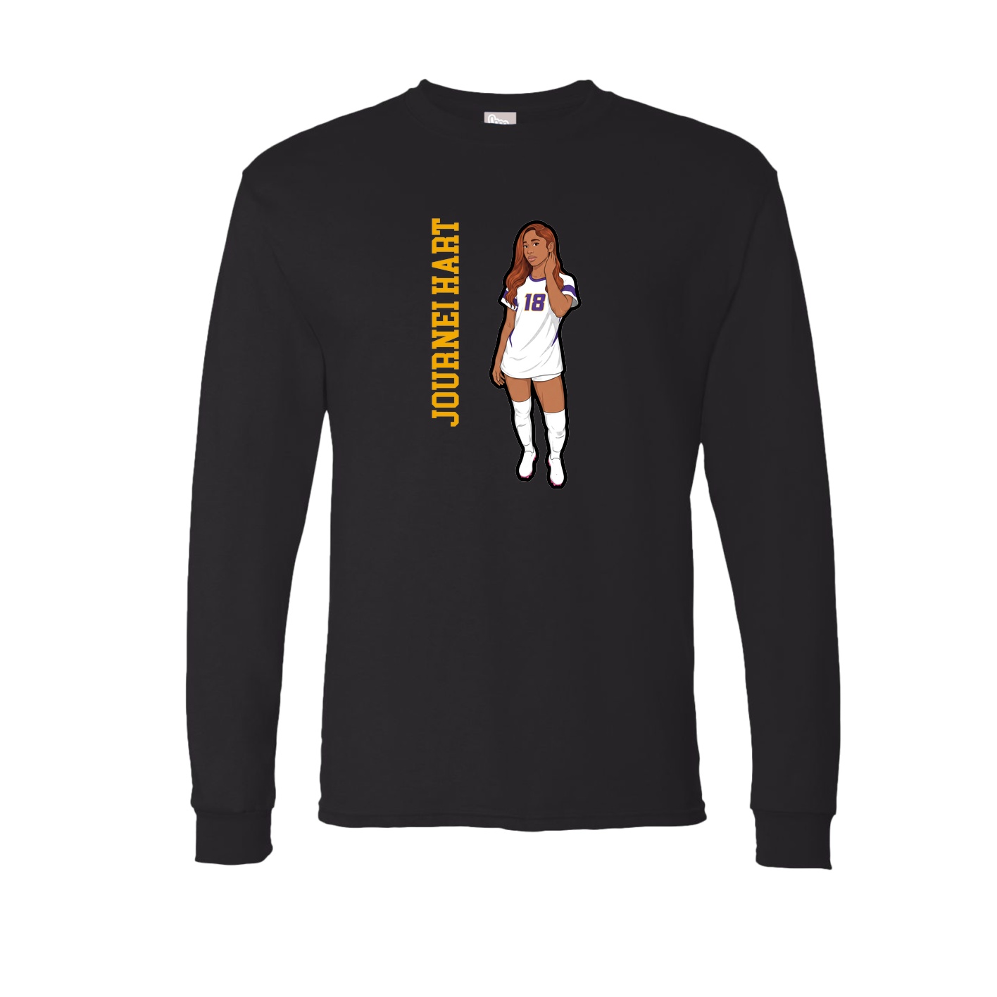 Long Sleeve Tee — Name Vertical in Black