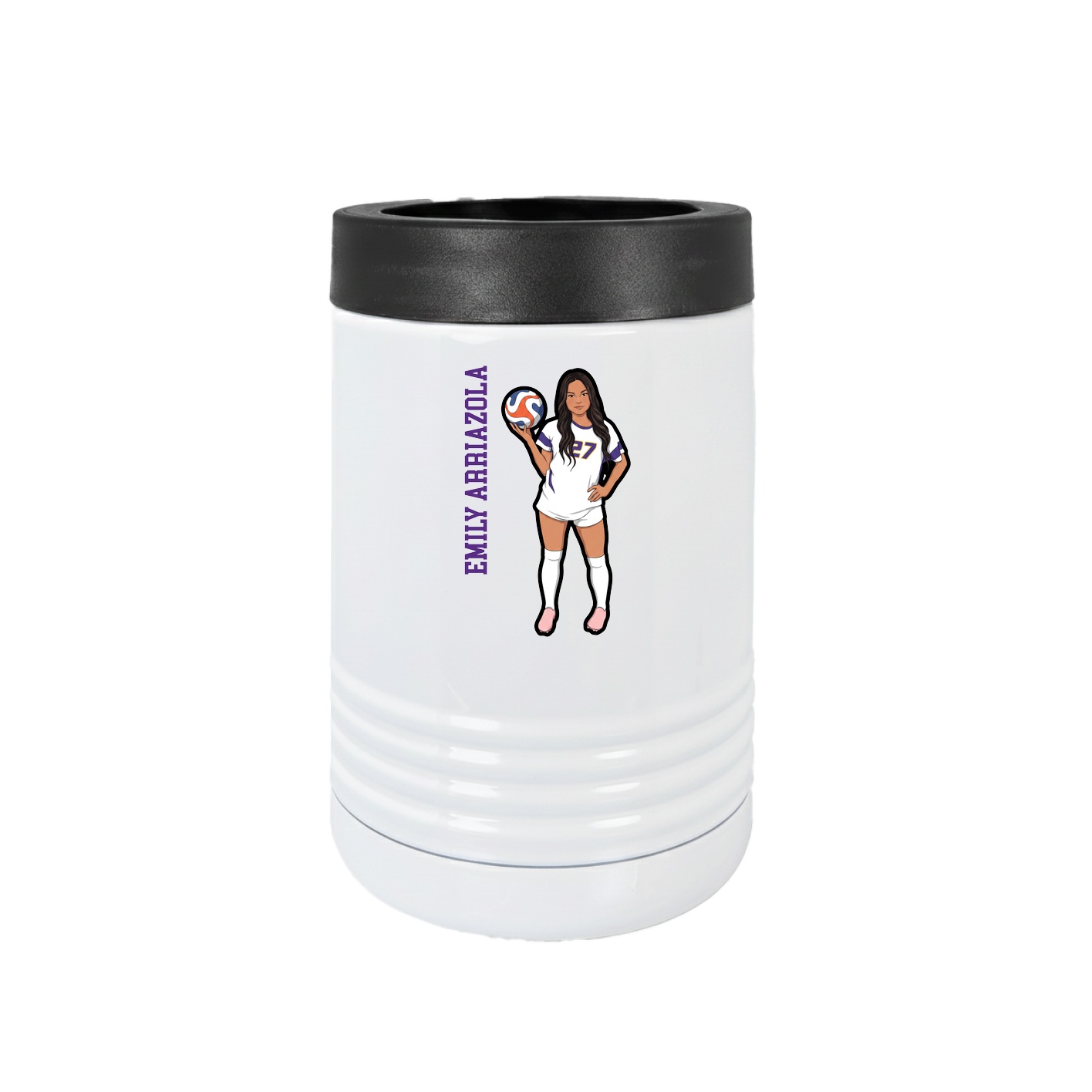 Beverage Holder — Name Vertical in White