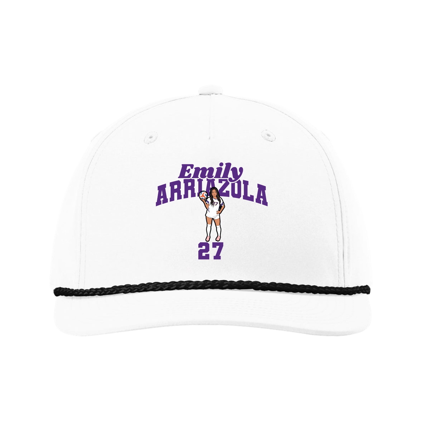 Five-Panel Classic Rope Cap — Signature Arch in White