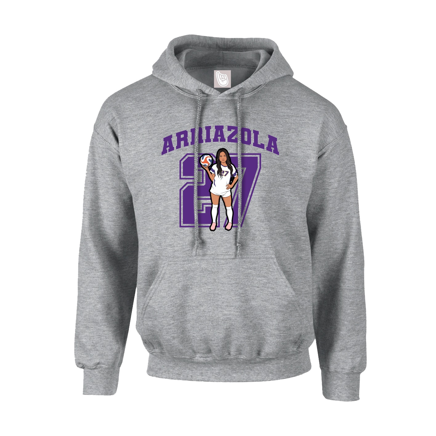 Youth Hoodie — Number in Grey