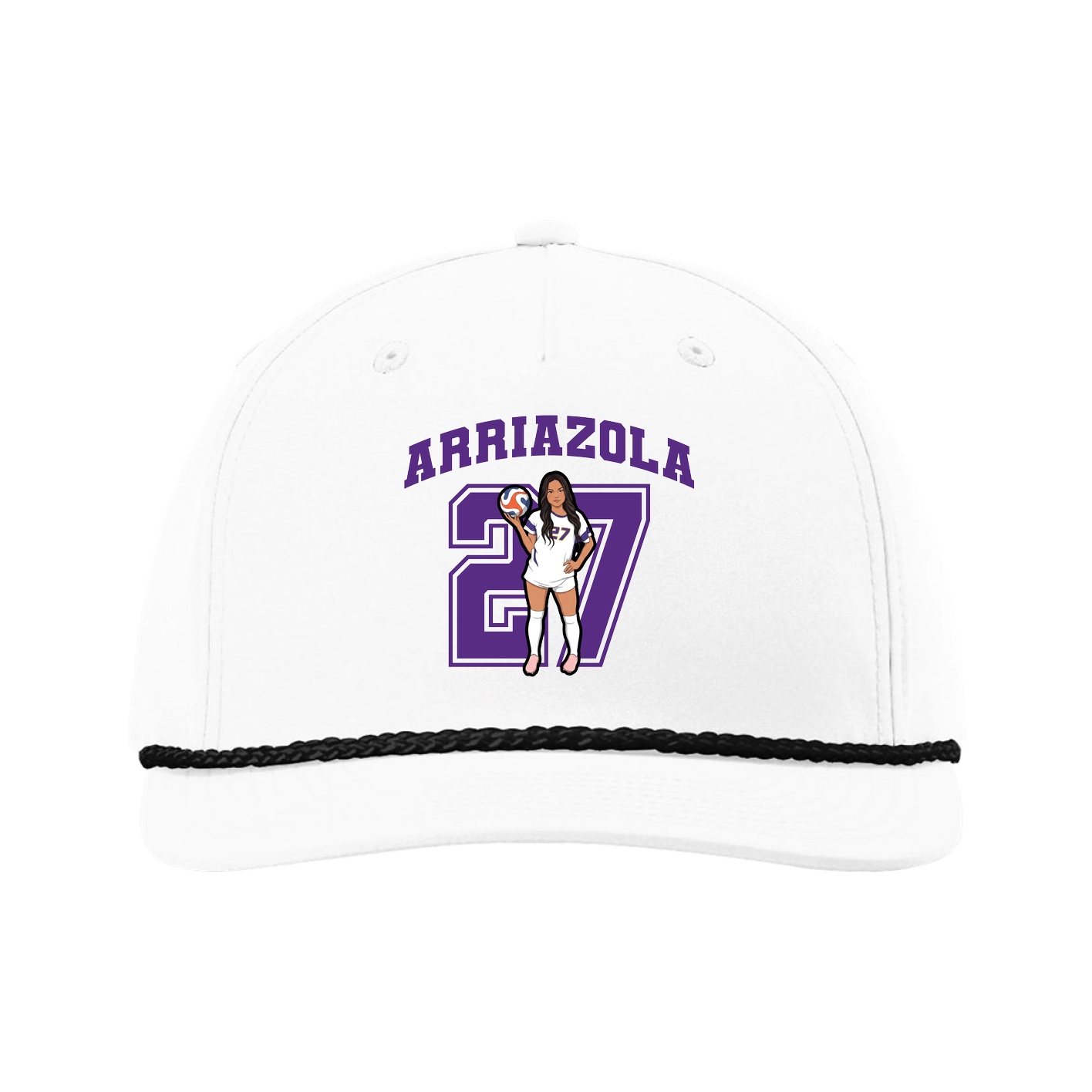 Five-Panel Classic Rope Cap — Number in White