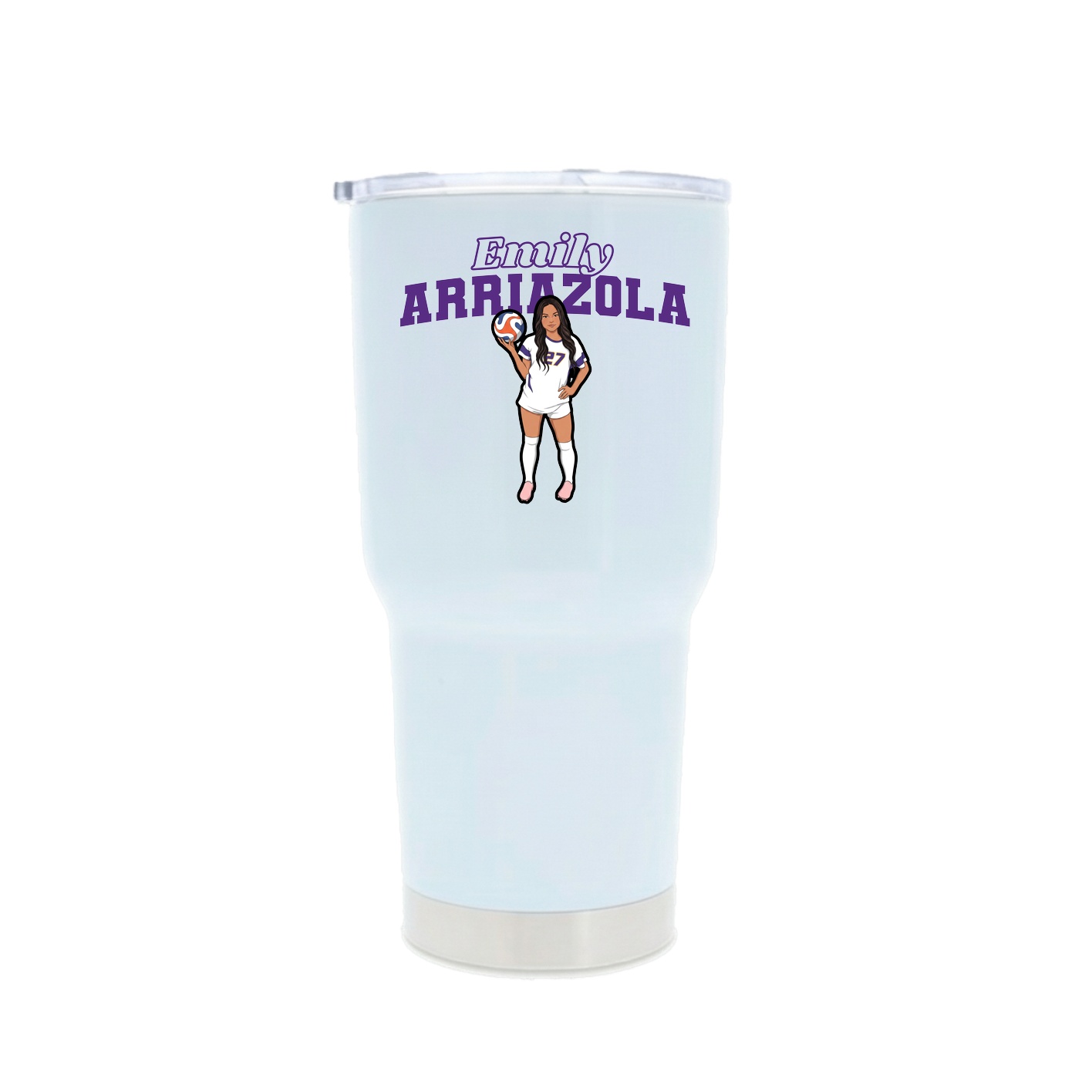 30oz Stainless Steel Tumbler — Name Arch in White