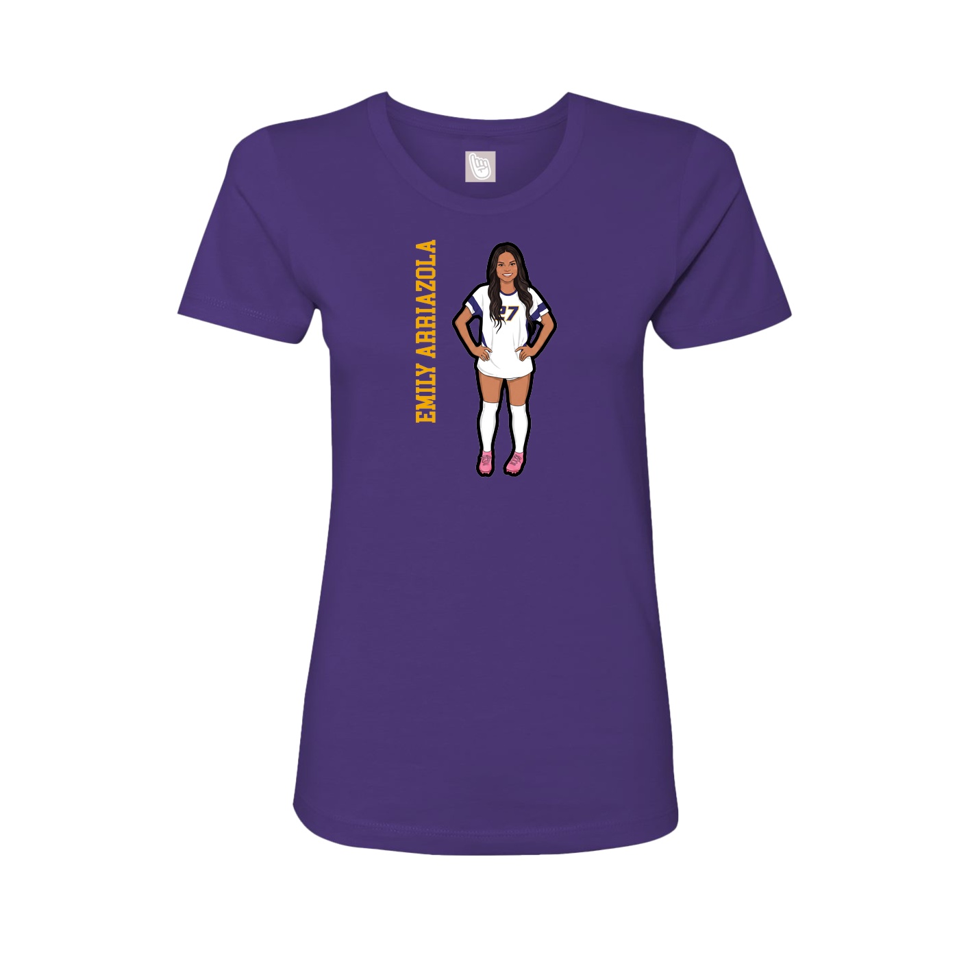 Fitted Women's Tee — Name Vertical in Purple