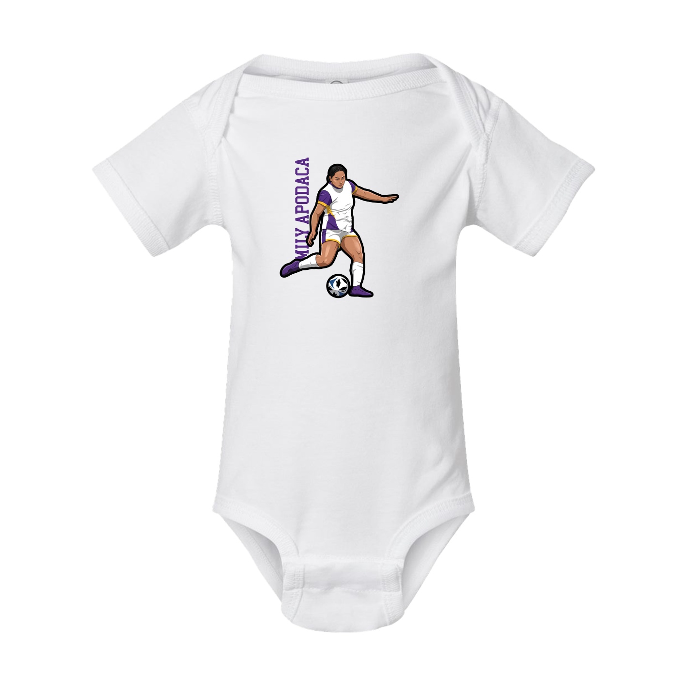 Baby Onesie — Name Vertical in White