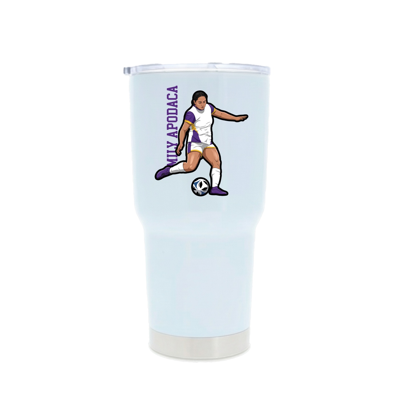 30oz Stainless Steel Tumbler — Name Vertical in White