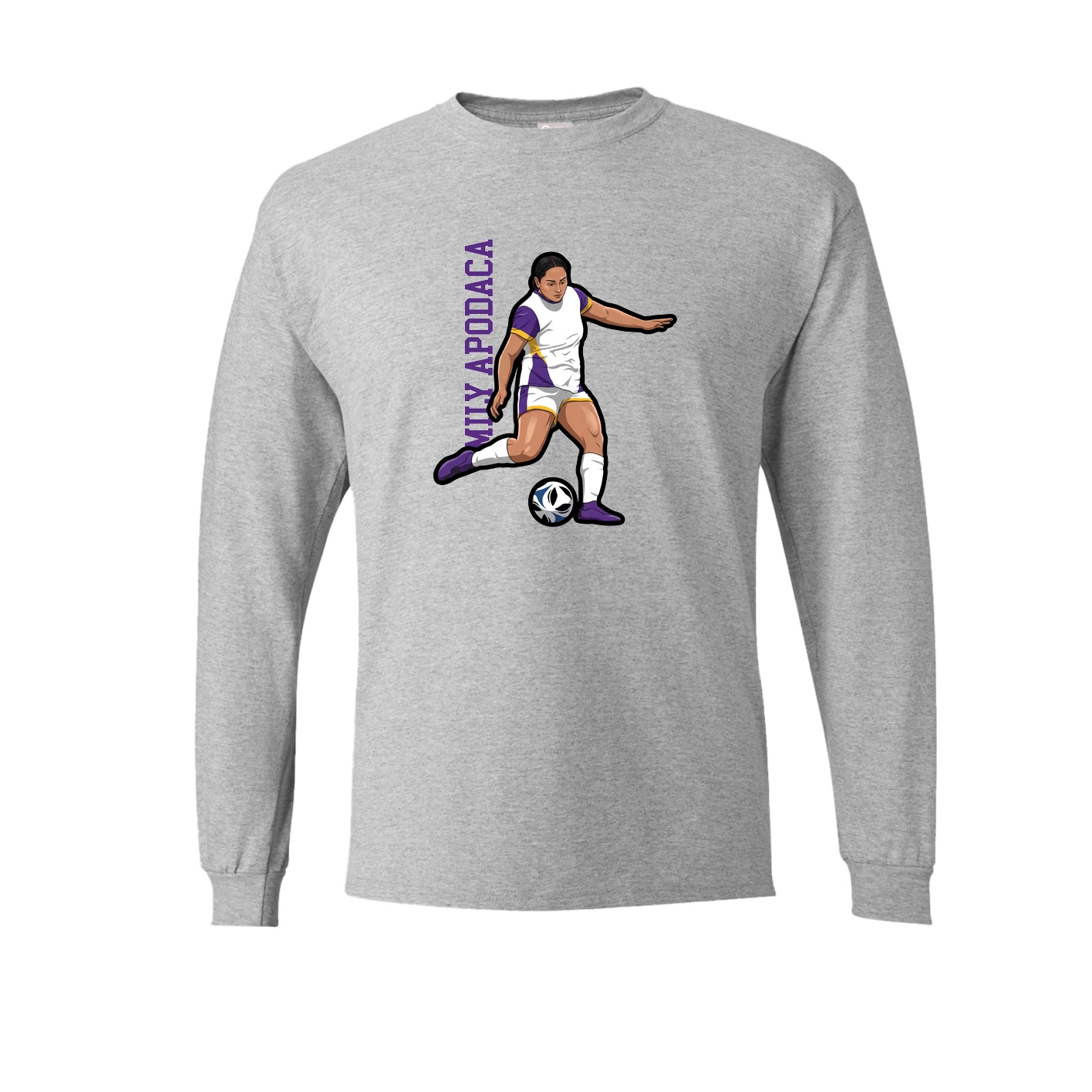 Long Sleeve Tee — Name Vertical in Grey