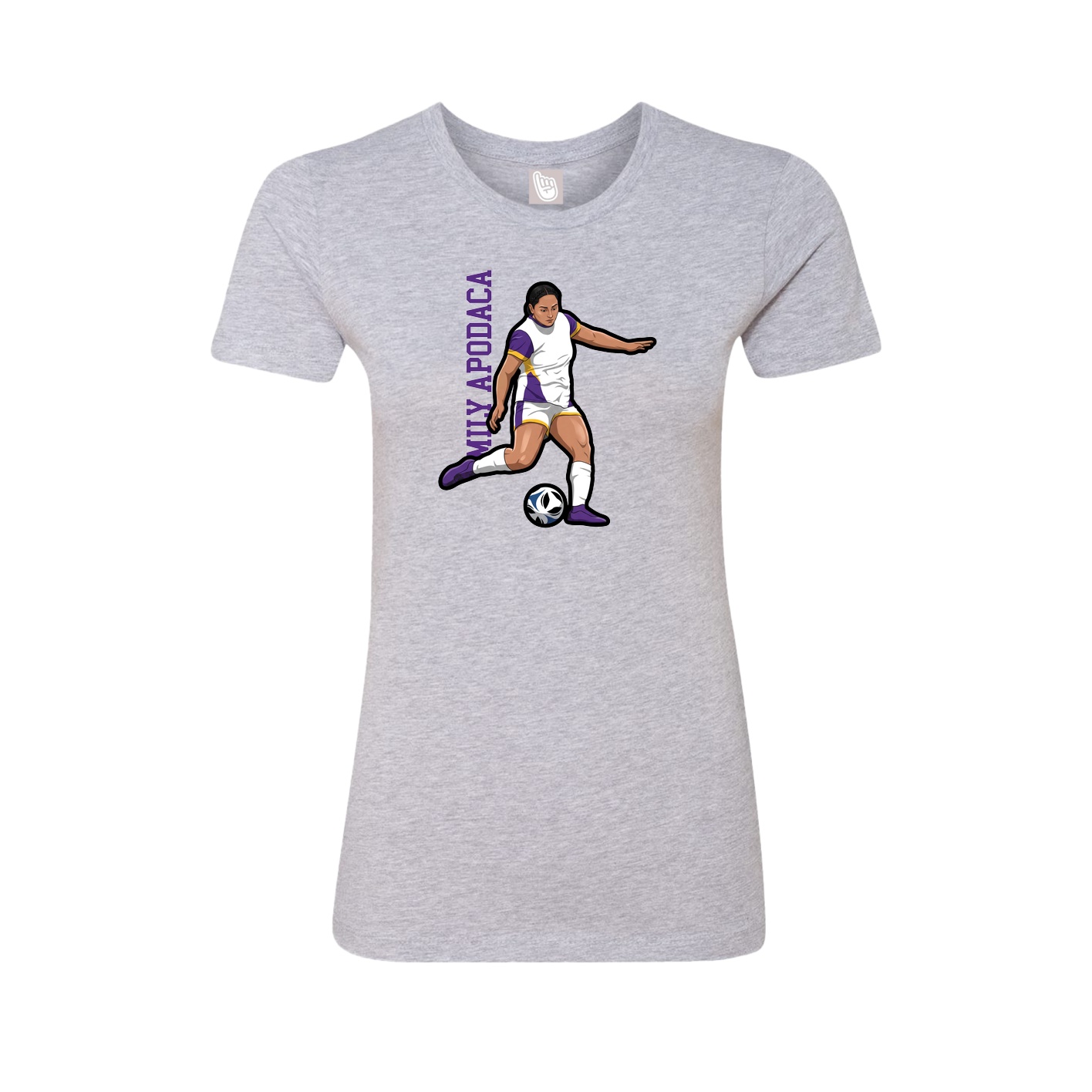 Fitted Women's Tee — Name Vertical in Grey
