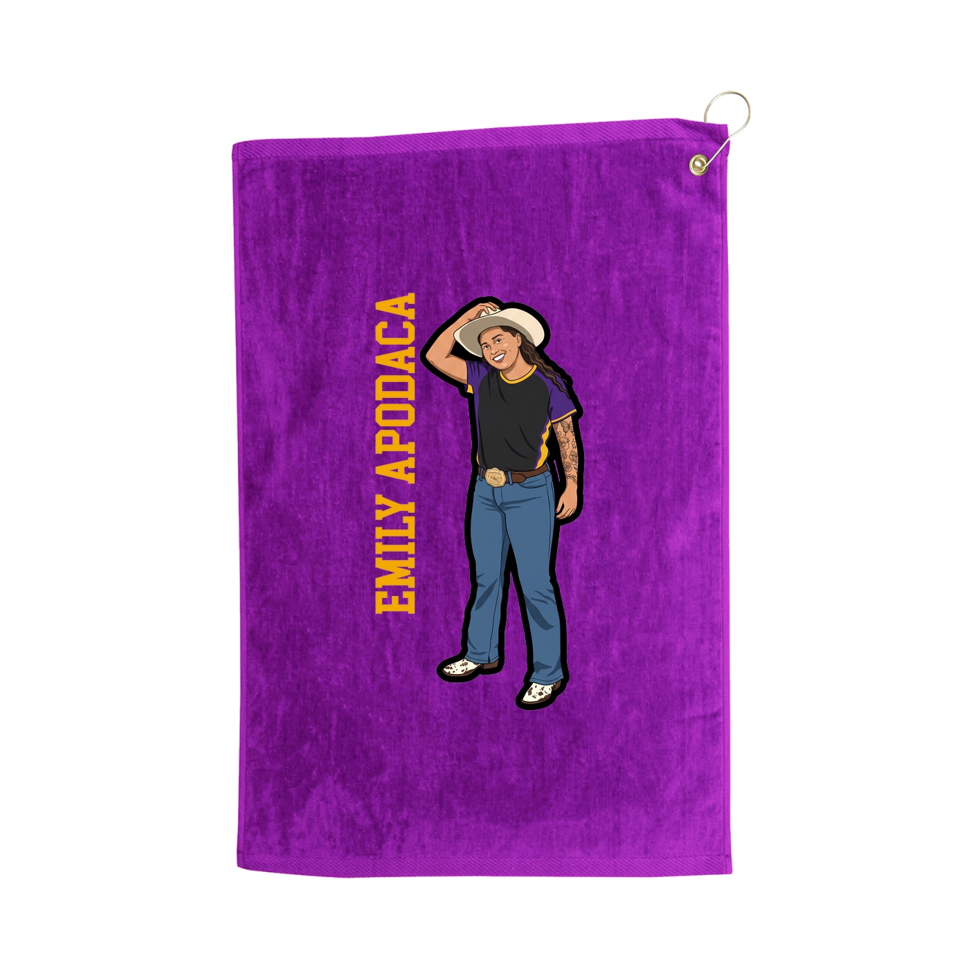Golf Towel — Name Vertical in Purple