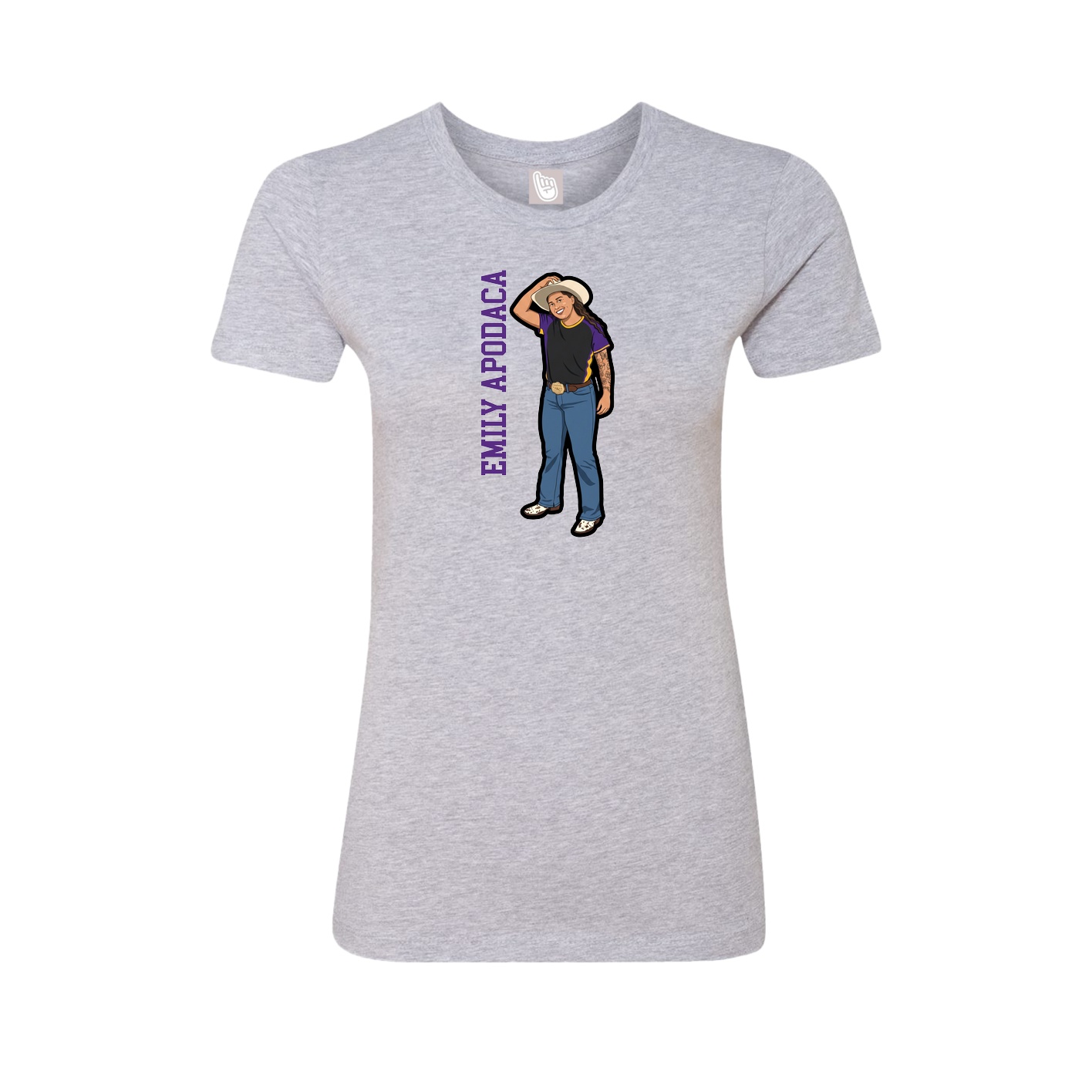 Fitted Women's Tee — Name Vertical in Grey