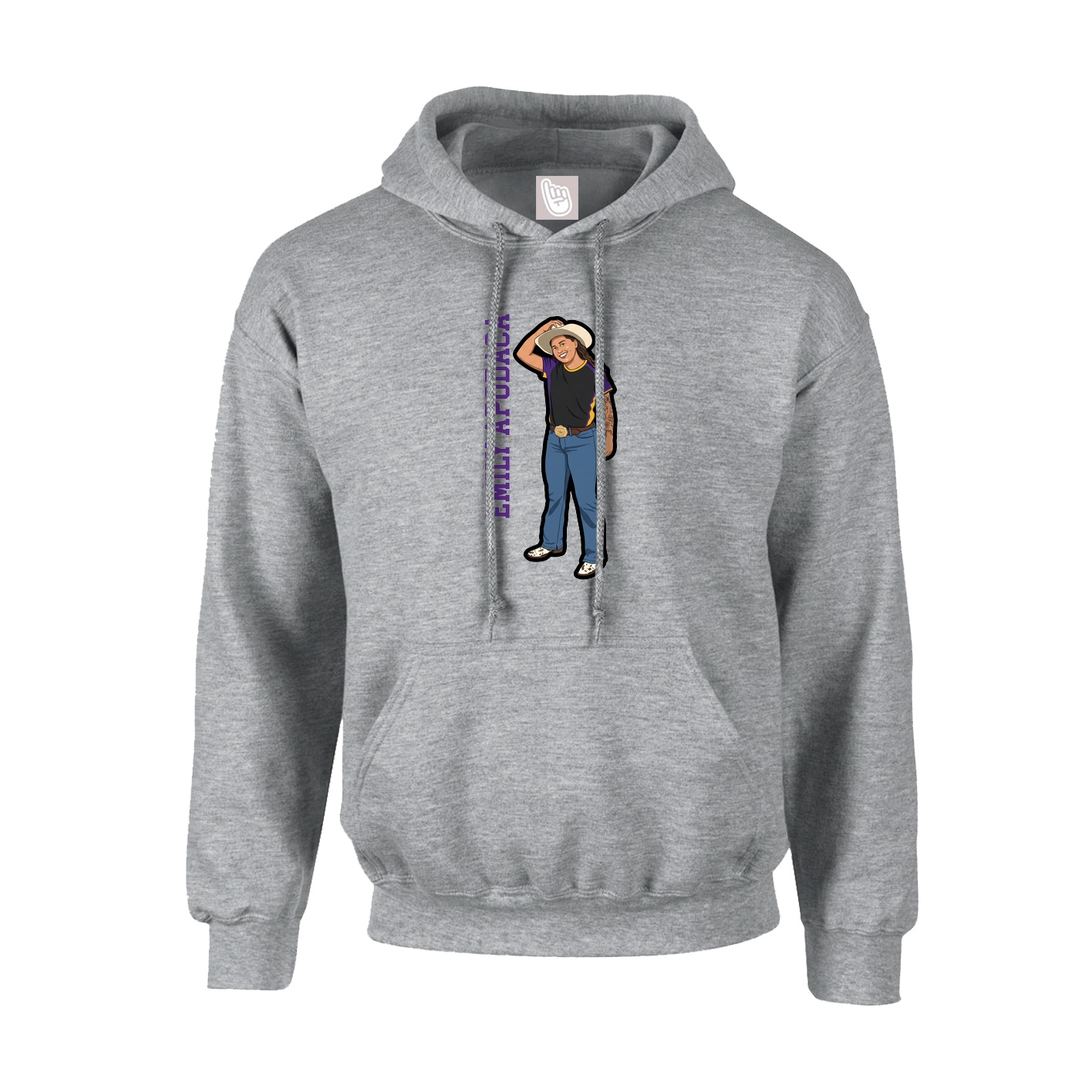Youth Hoodie — Name Vertical in Grey