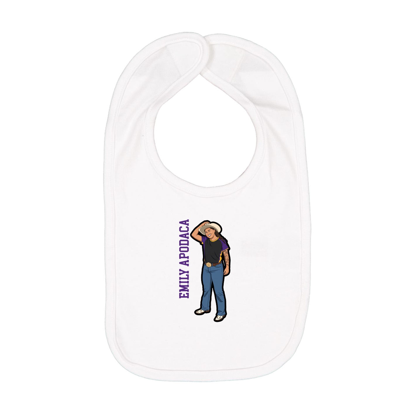 Infant Bib — Name Vertical in White