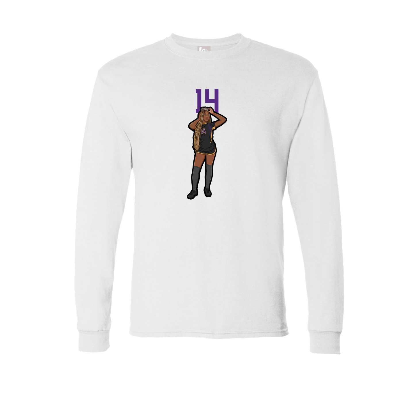 Long Sleeve Tee — Number Top in White