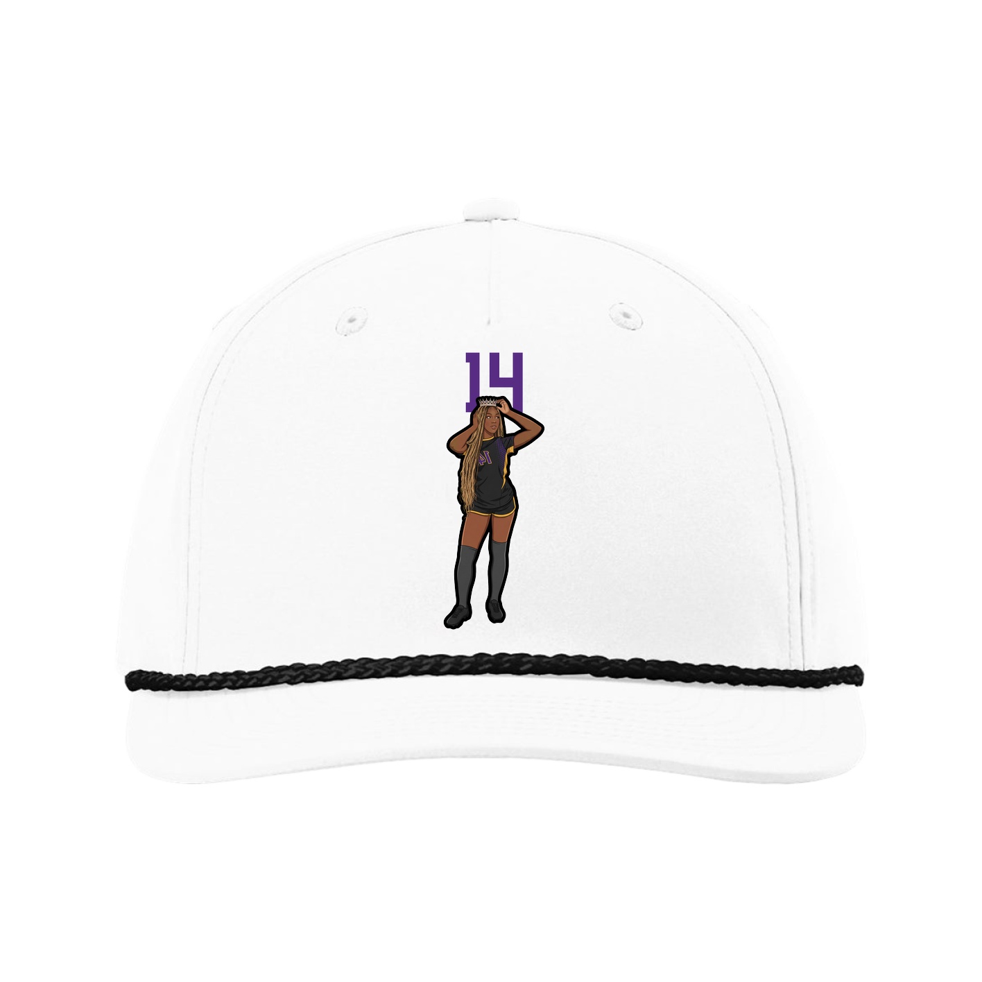 Five-Panel Classic Rope Cap — Number Top in White