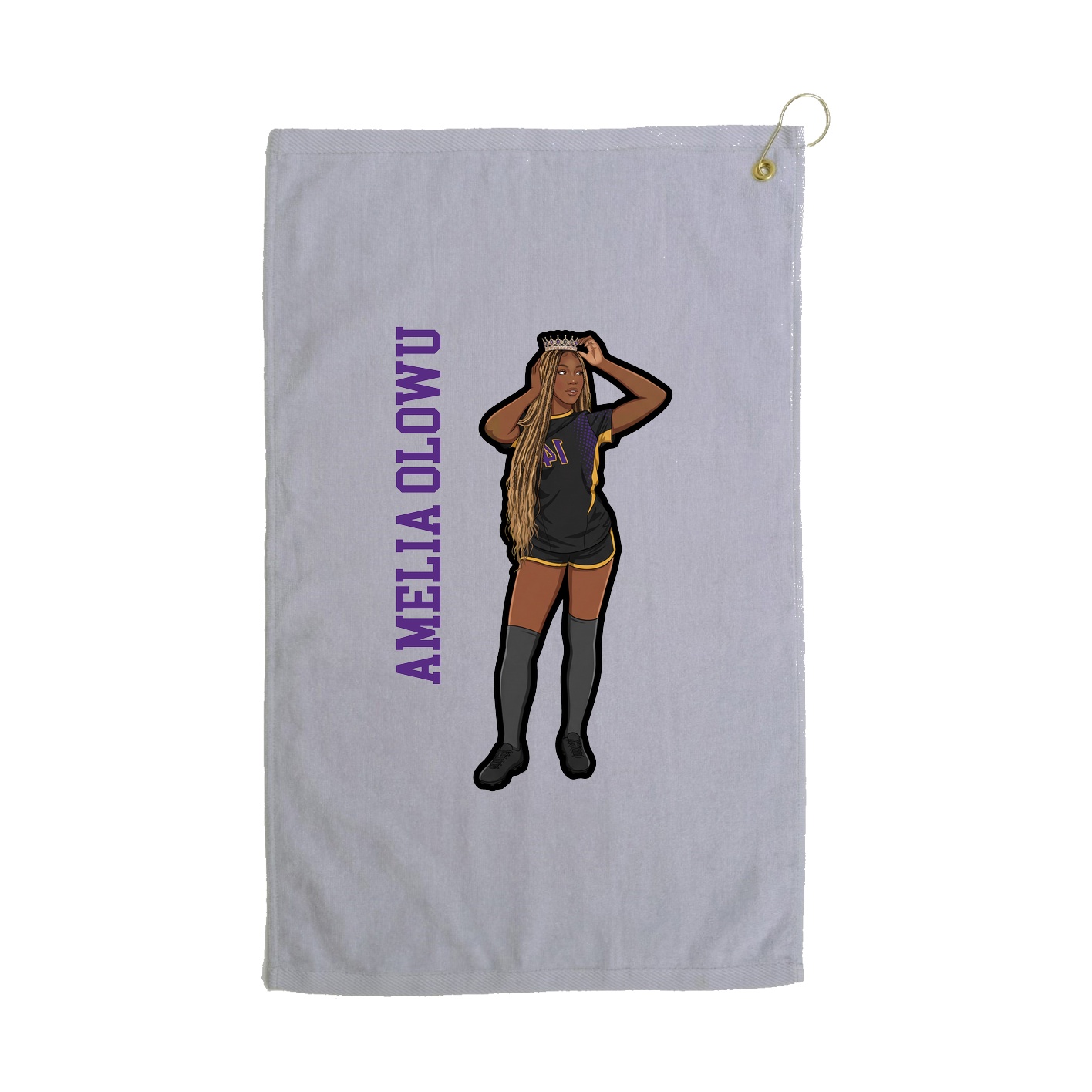 Golf Towel — Name Vertical in Grey