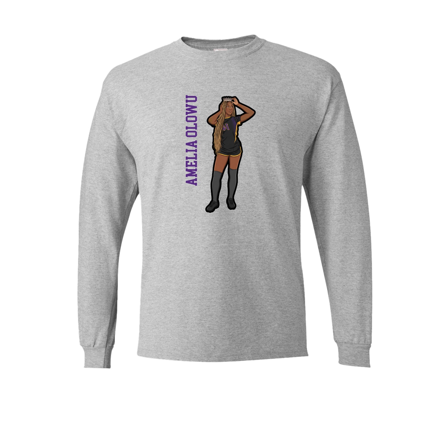 Long Sleeve Tee — Name Vertical in Grey
