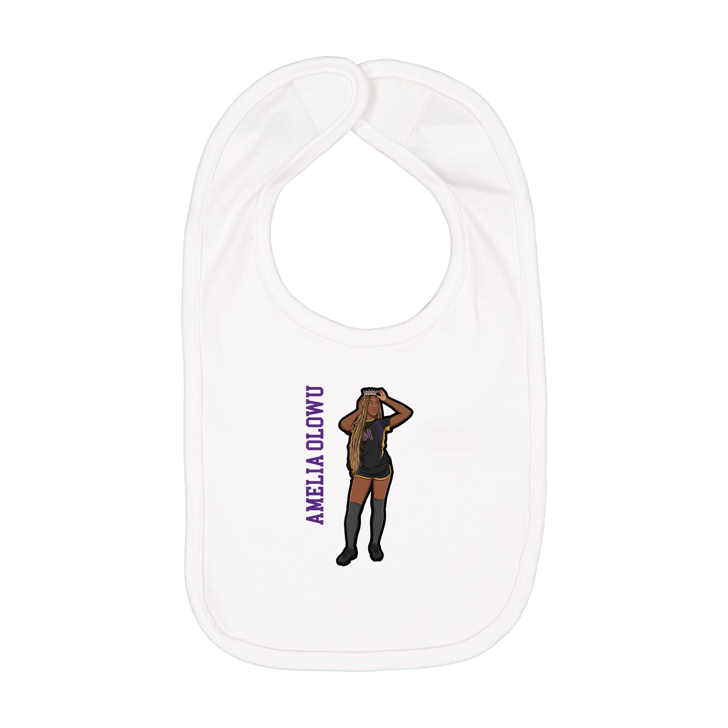 Infant Bib — Name Vertical in White
