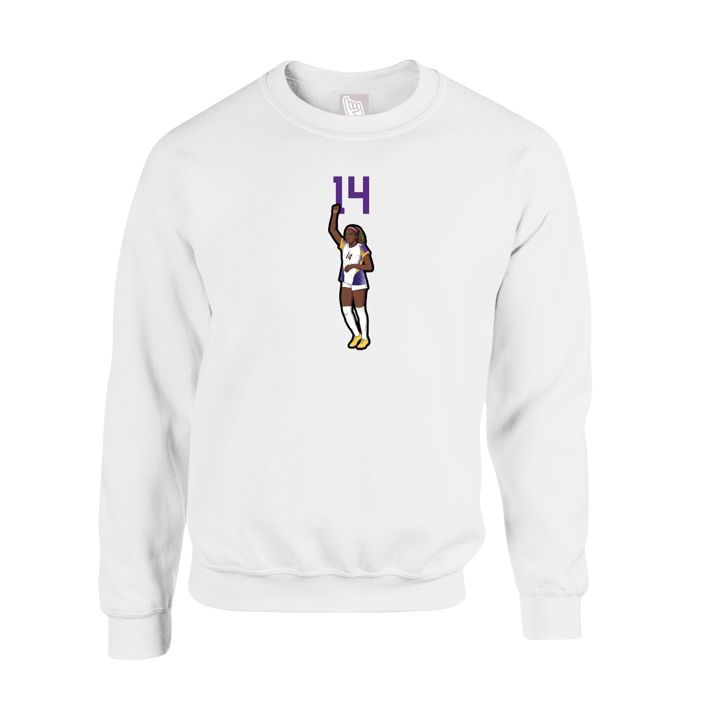 Fleece Crew — Number Top in White