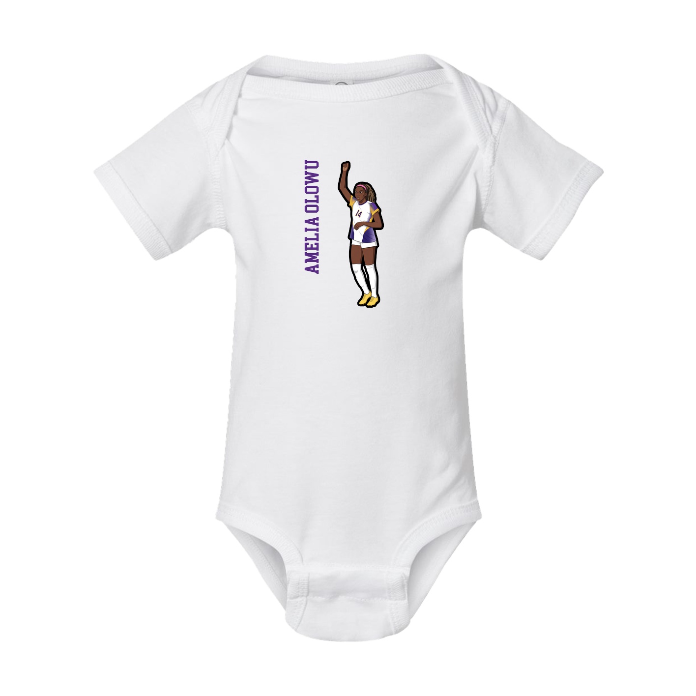 Baby Onesie — Name Vertical in White