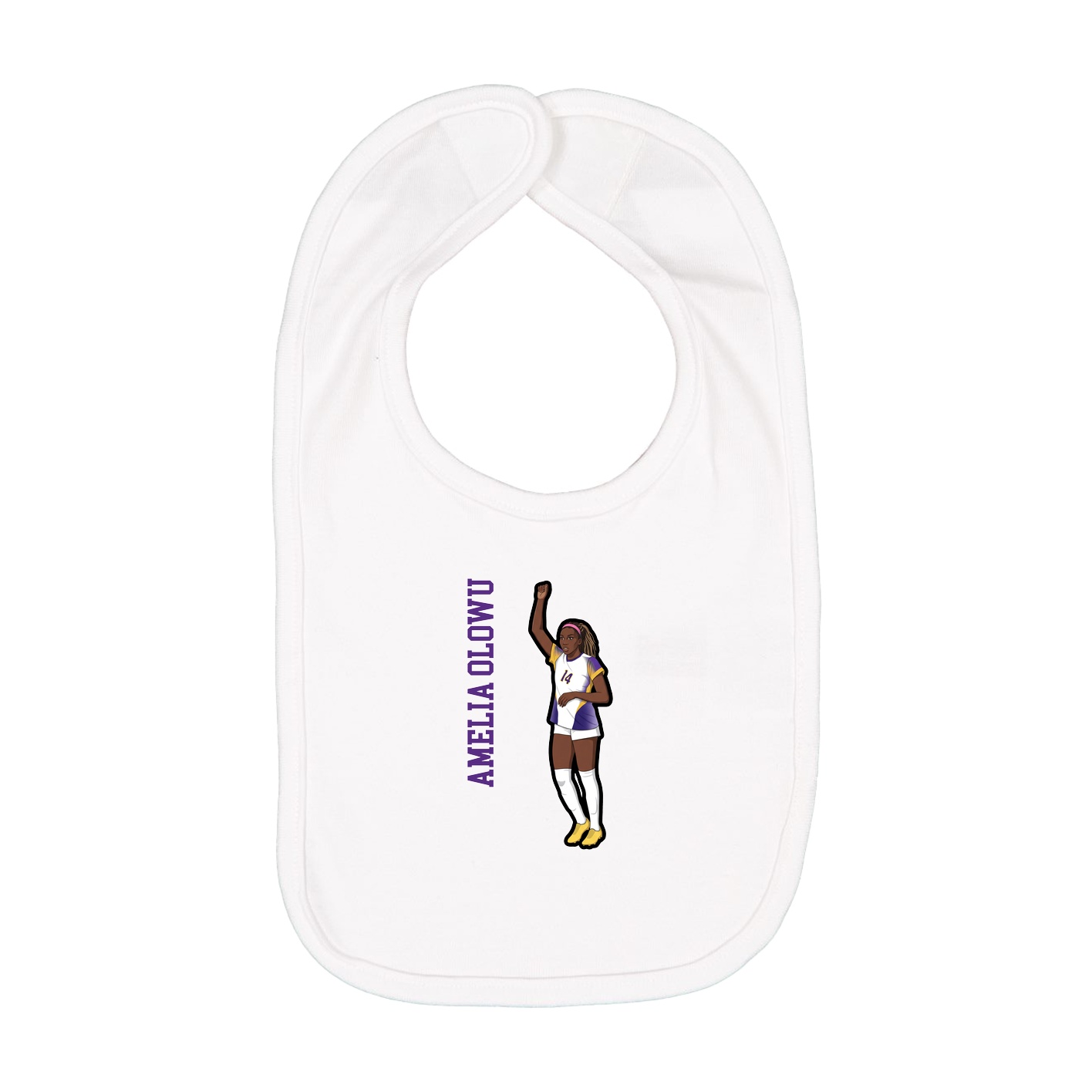 Infant Bib — Name Vertical in White