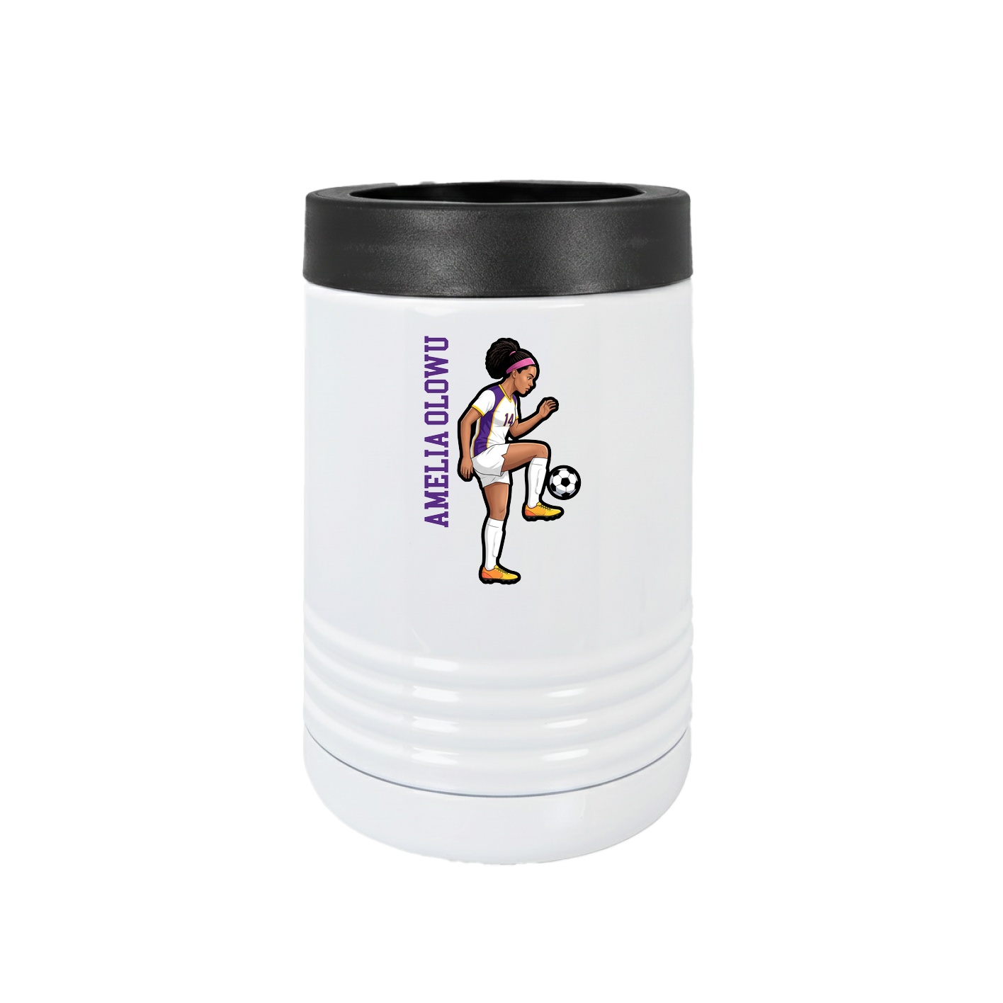 Beverage Holder — Name Vertical in White