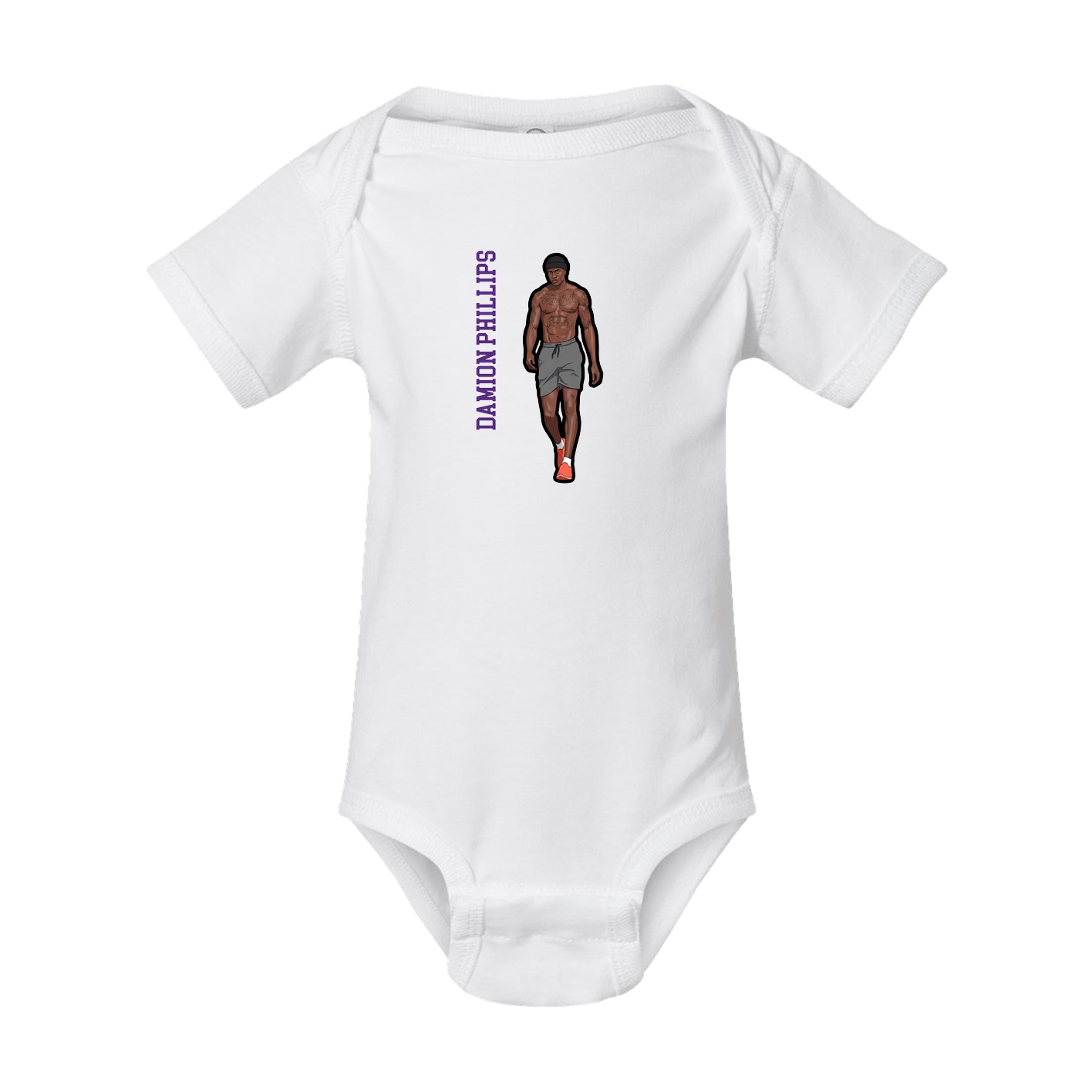 Baby Onesie — Name Vertical in White