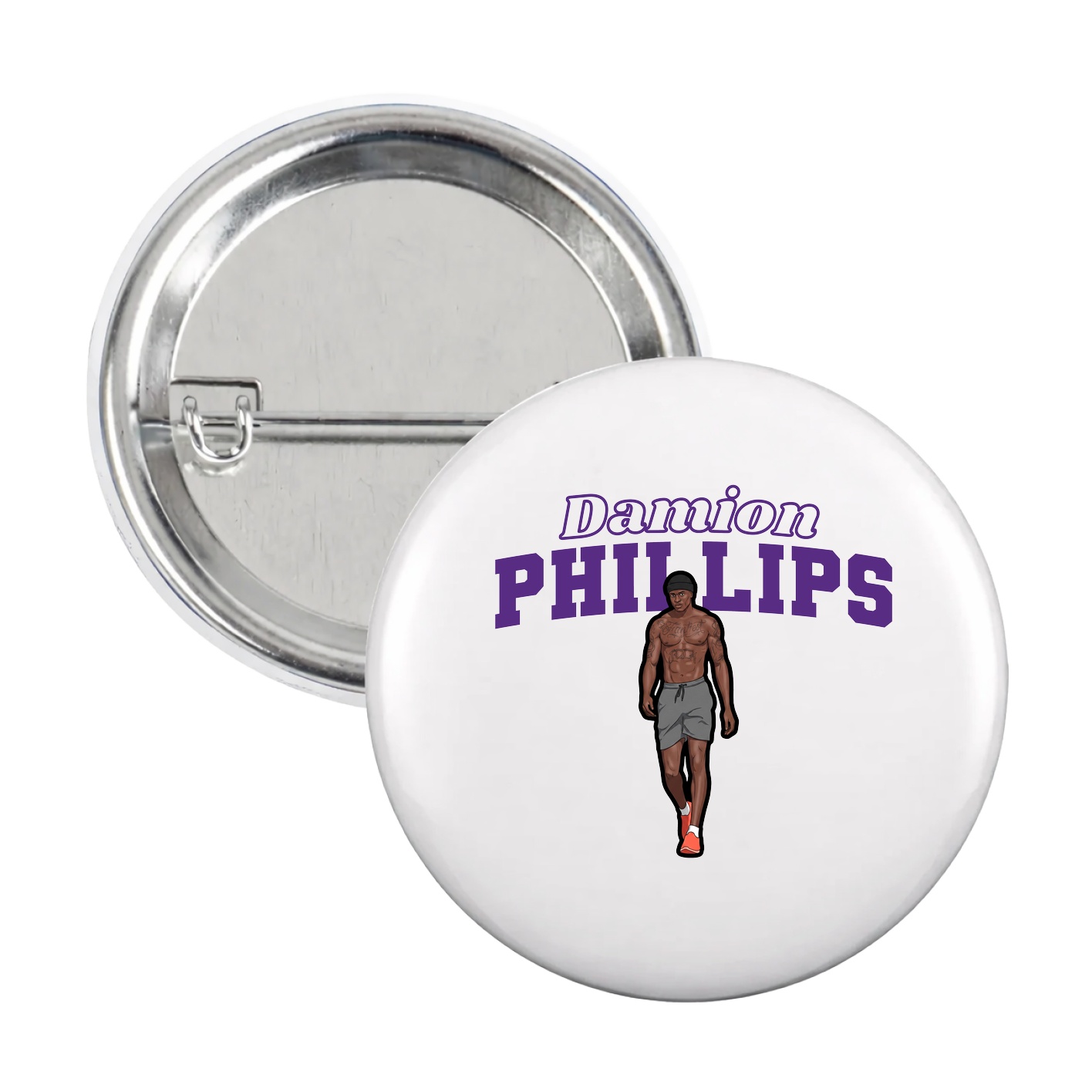 Game Day Button — Name Arch in White