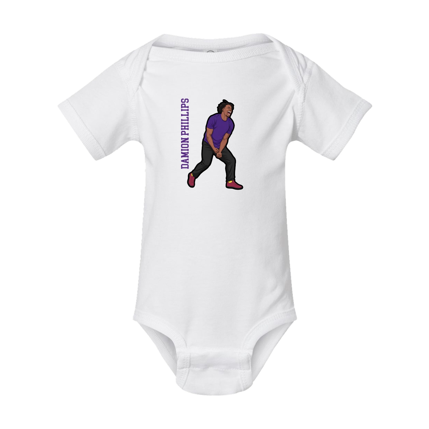 Baby Onesie — Name Vertical in White