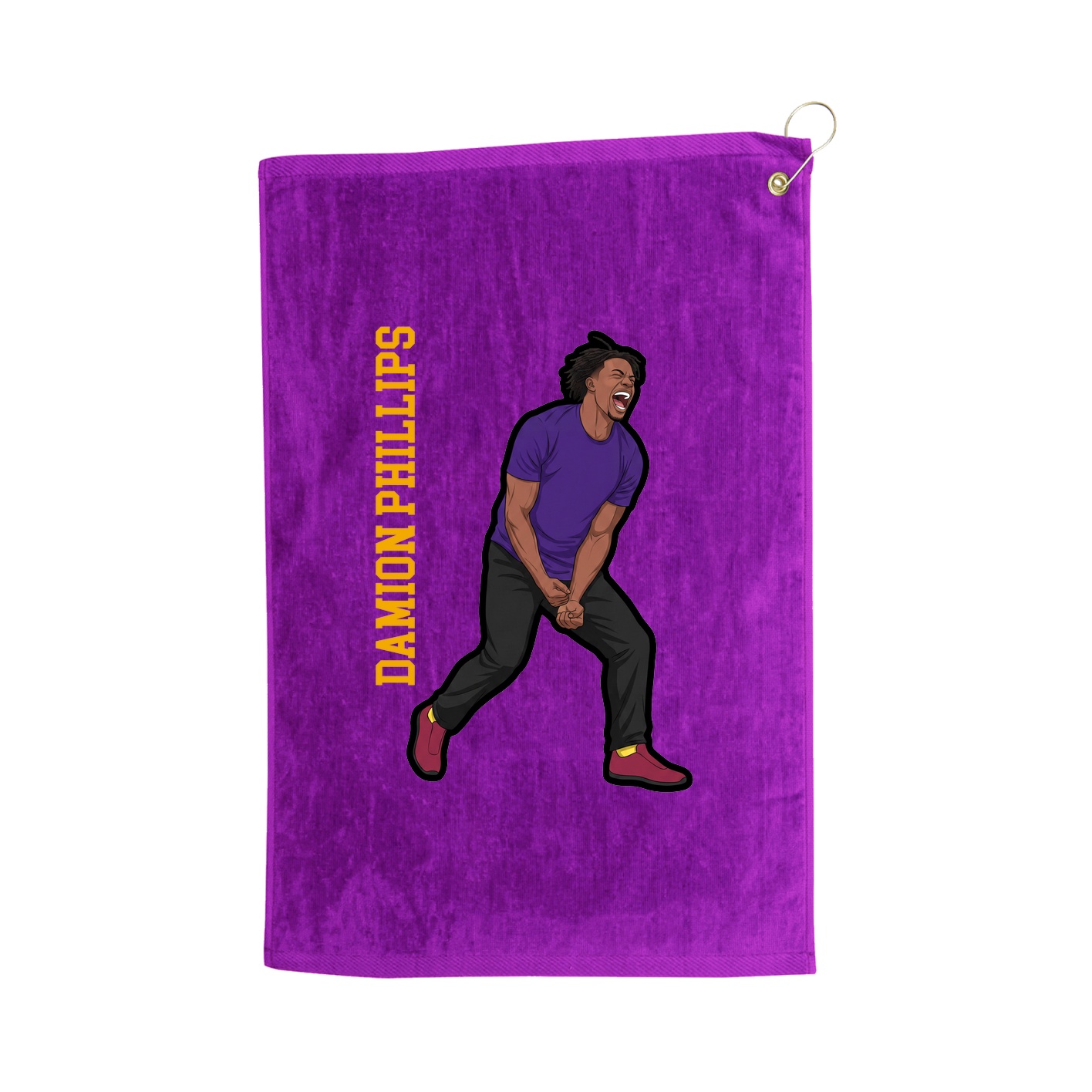 Golf Towel — Name Vertical in Purple