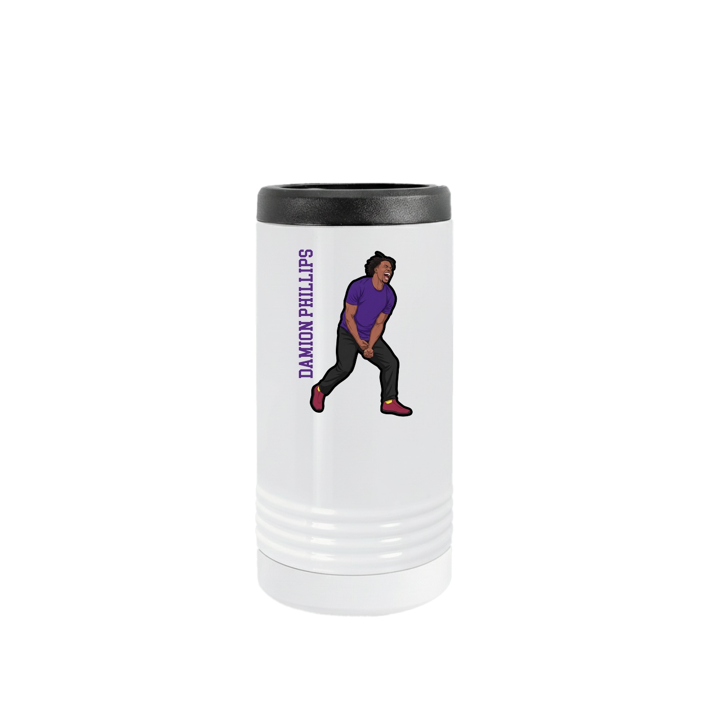 Slim Beverage Holder — Name Vertical in White