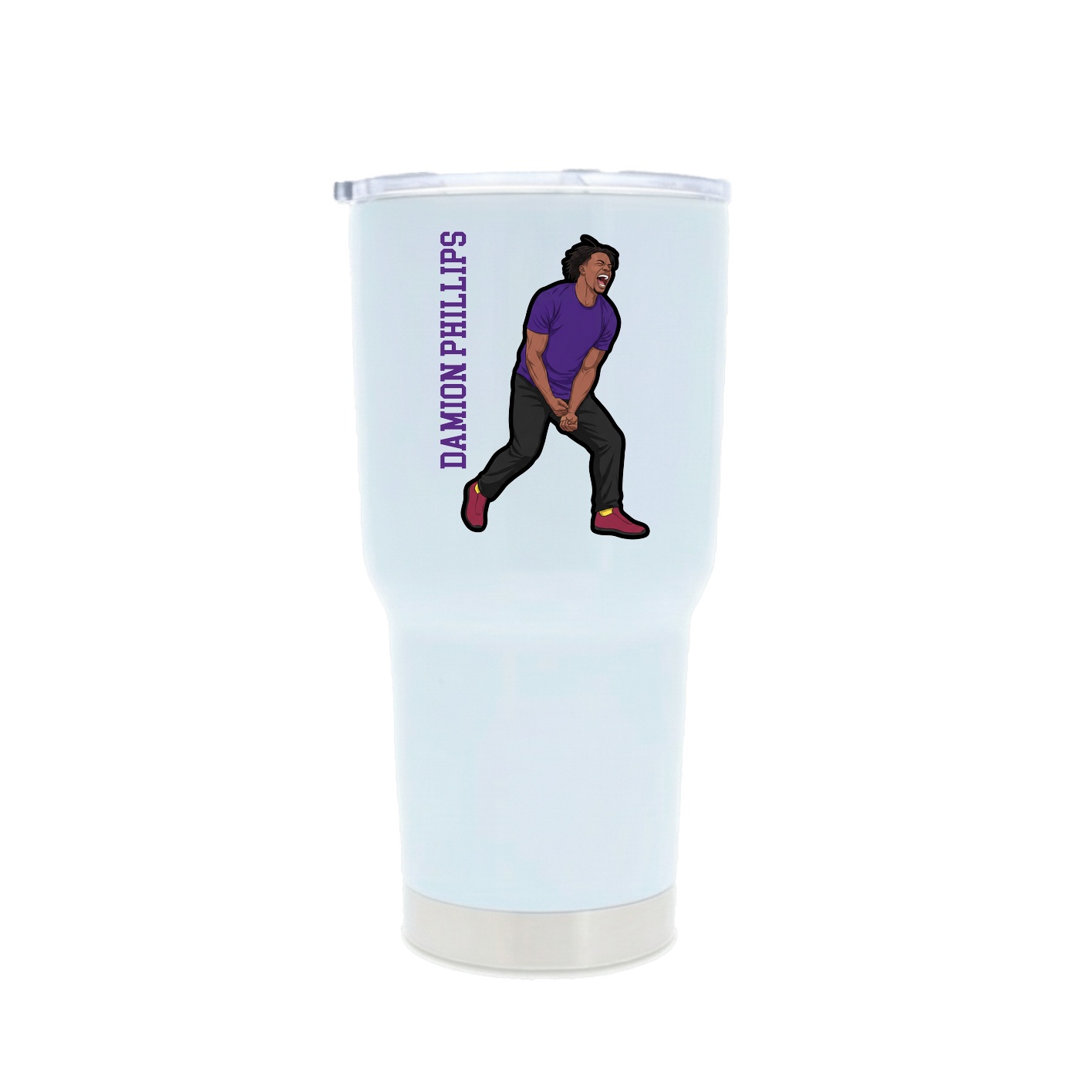 30oz Stainless Steel Tumbler — Name Vertical in White