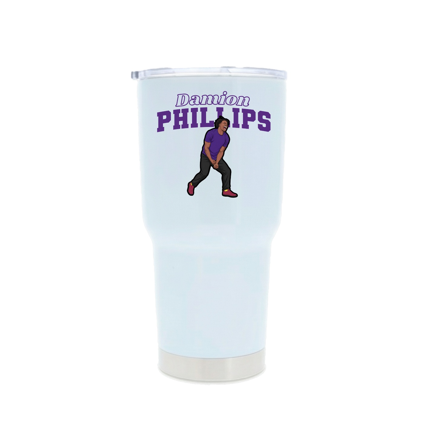 30oz Stainless Steel Tumbler — Name Arch in White