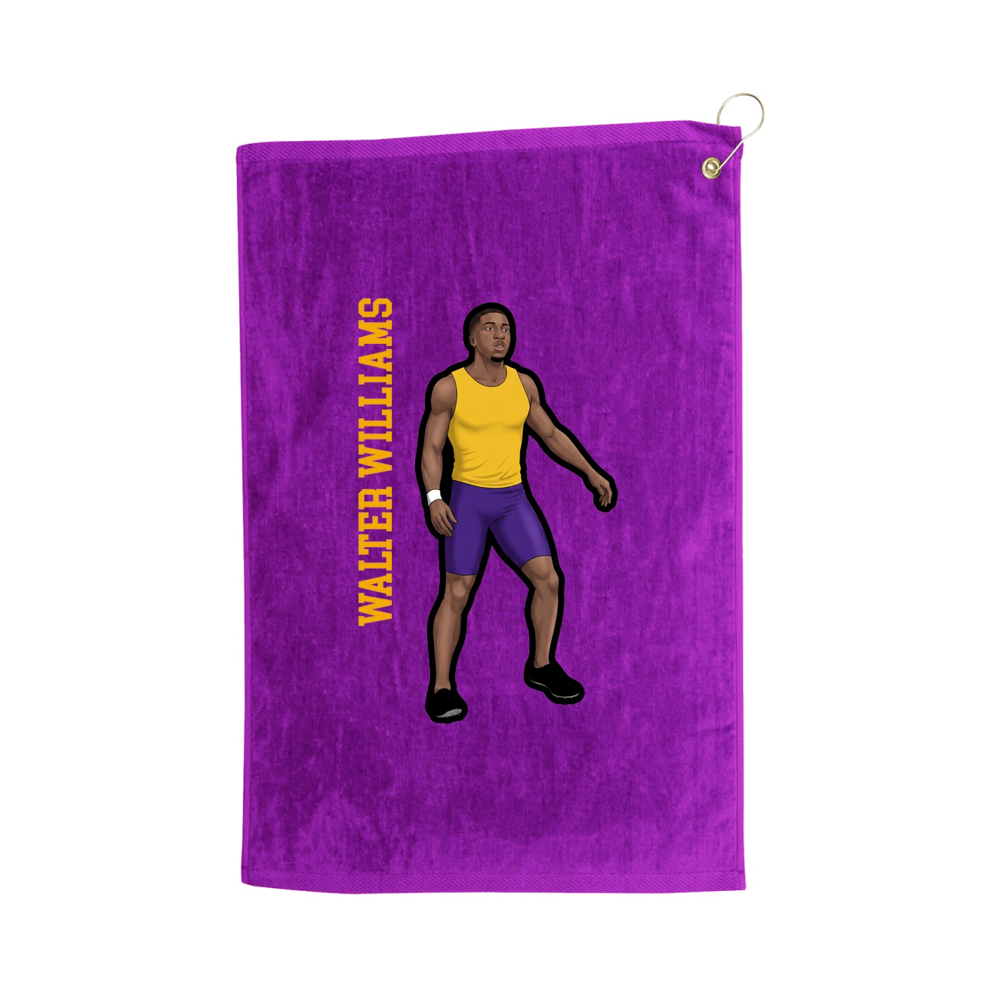 Golf Towel — Name Vertical in Purple