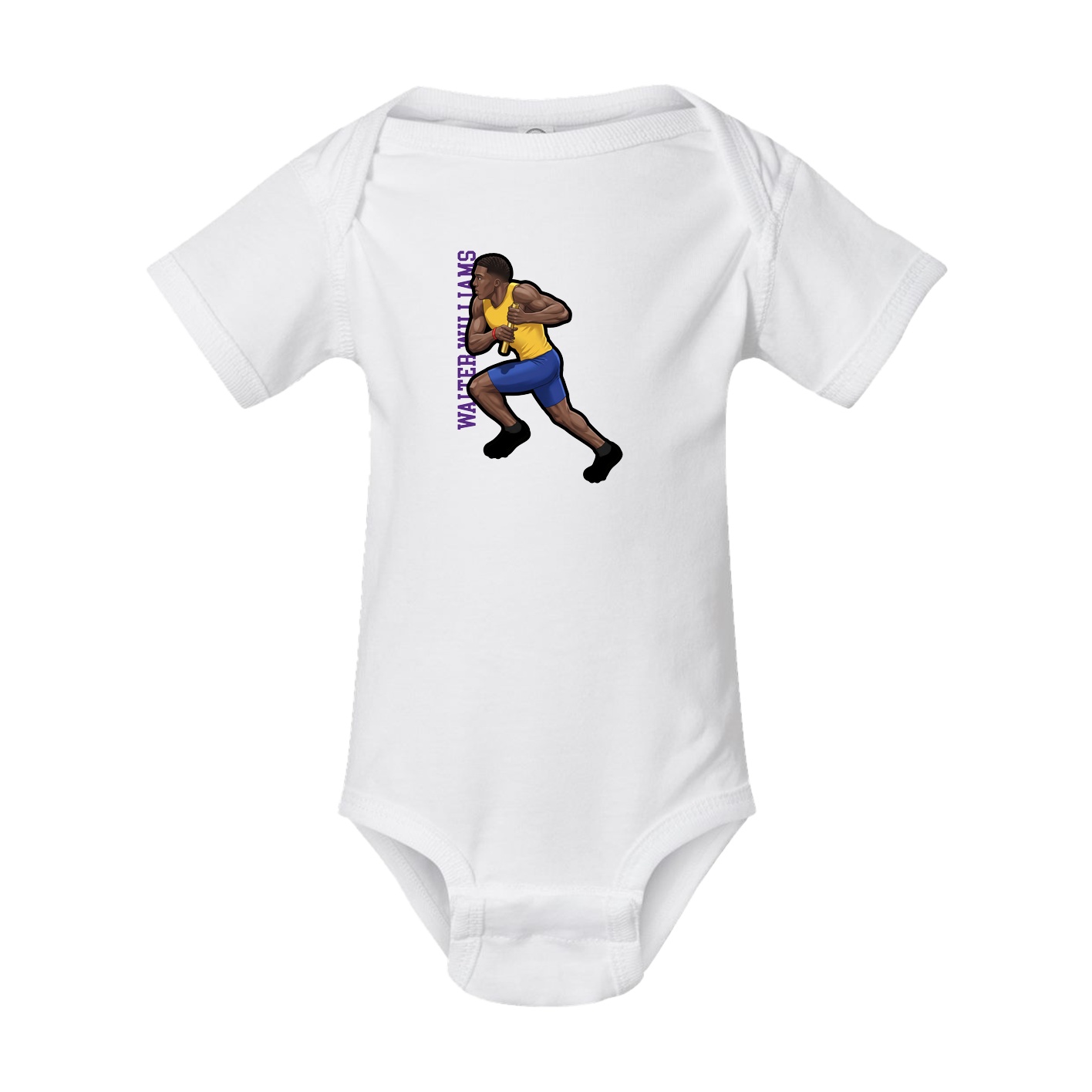 Baby Onesie — Name Vertical in White