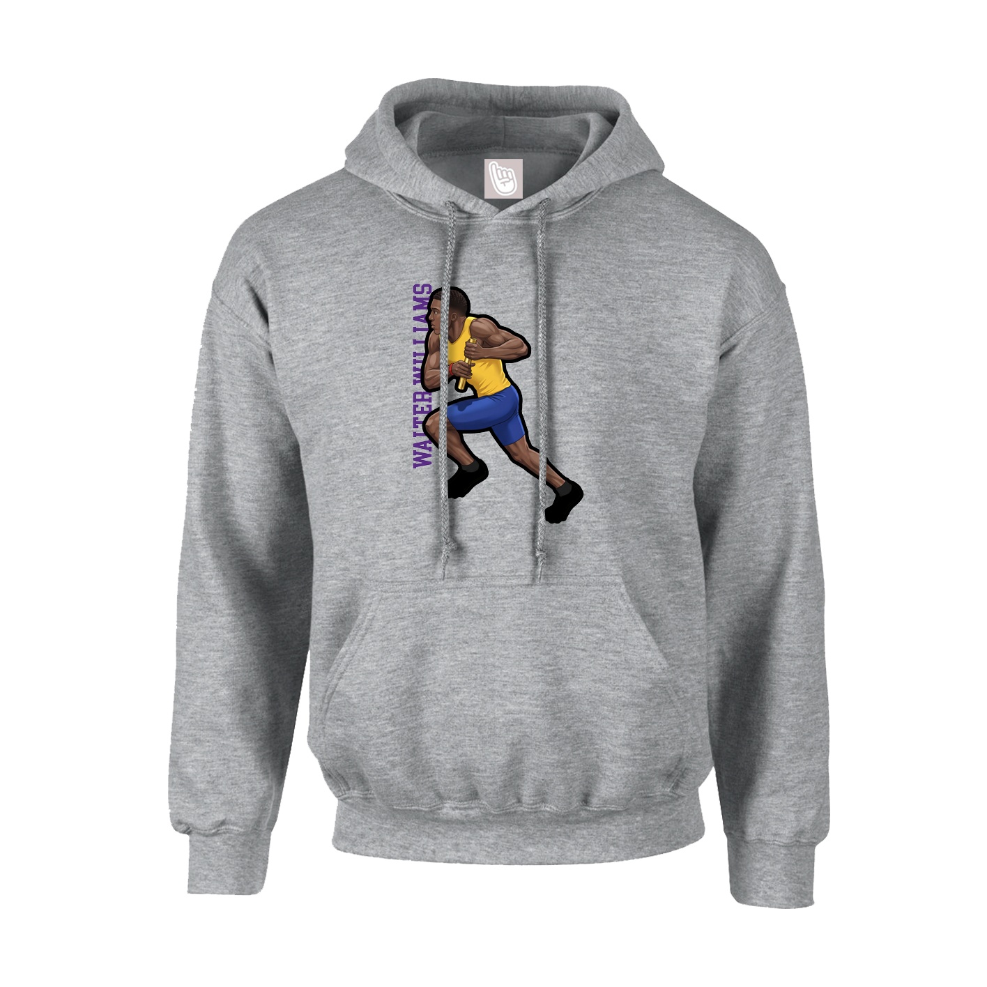 Hoodie — Name Vertical in Grey