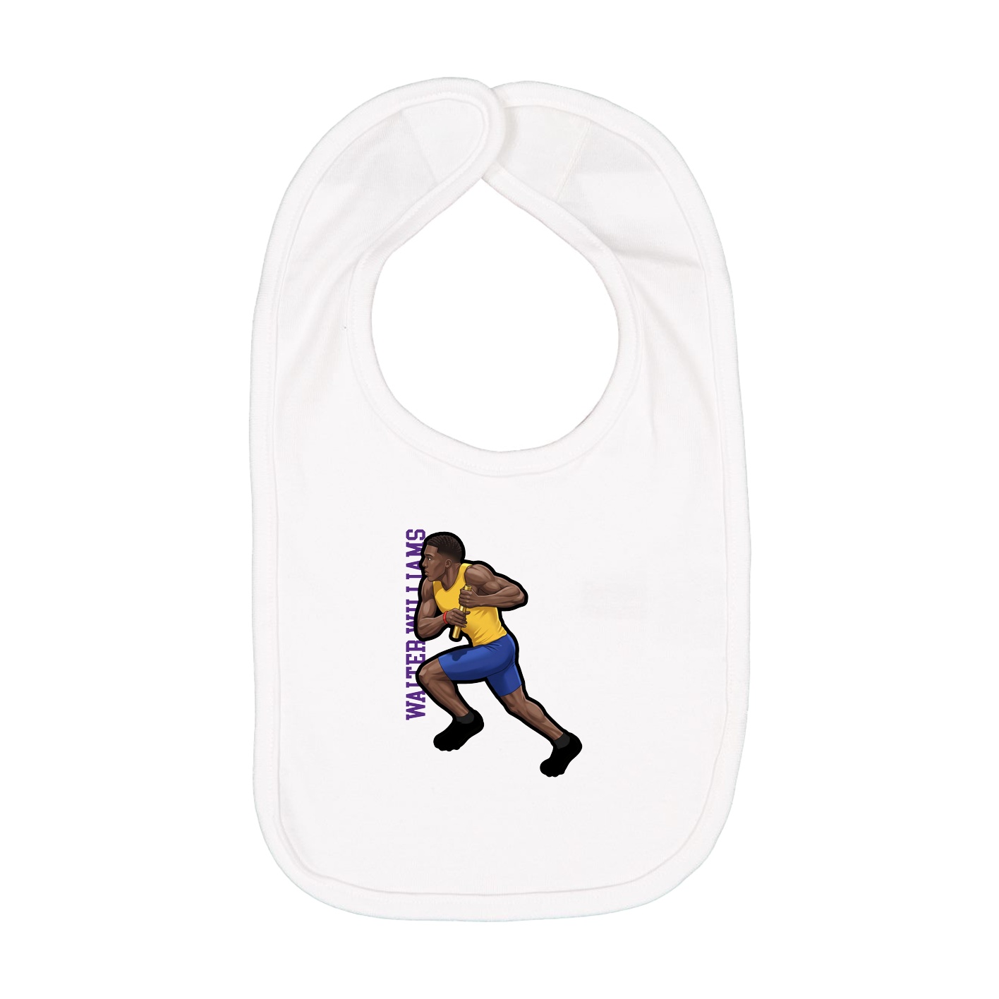 Infant Bib — Name Vertical in White